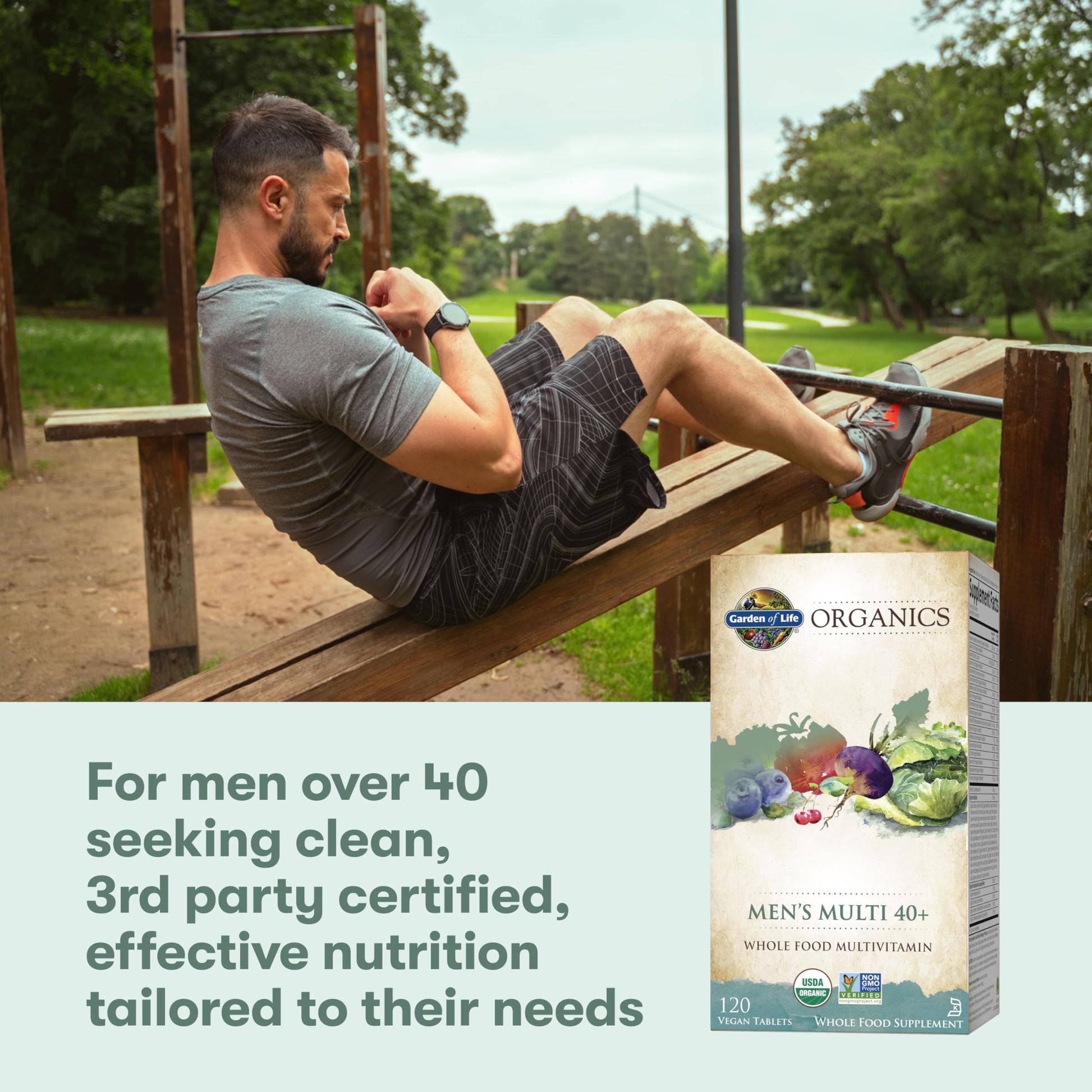 Garden of Life Organics Men's 40+ Multivitamin with Prostate Support, B12 & Vitamins – Vegan Daily Whole Food Multivitamin, Non-GMO, Certified Organic, 120 Tablets Garden of Life uk supplements