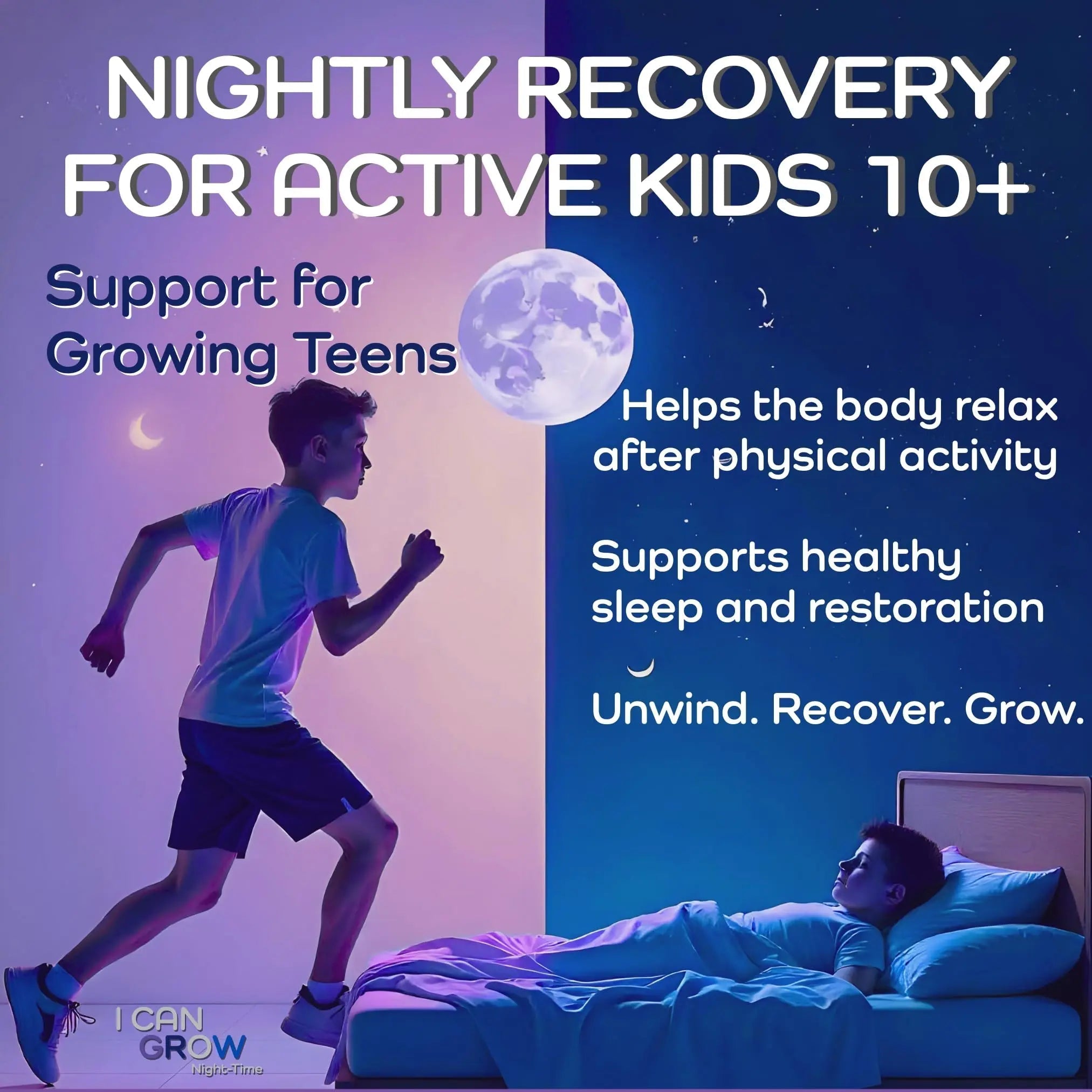 I Can Grow NightTime Kids Vitamins Multivitamin Sleep Aid | Magnesium for Kids with Magnesium Bisglycinate | Natural Calm & Recovery | Fawelo uk supplements