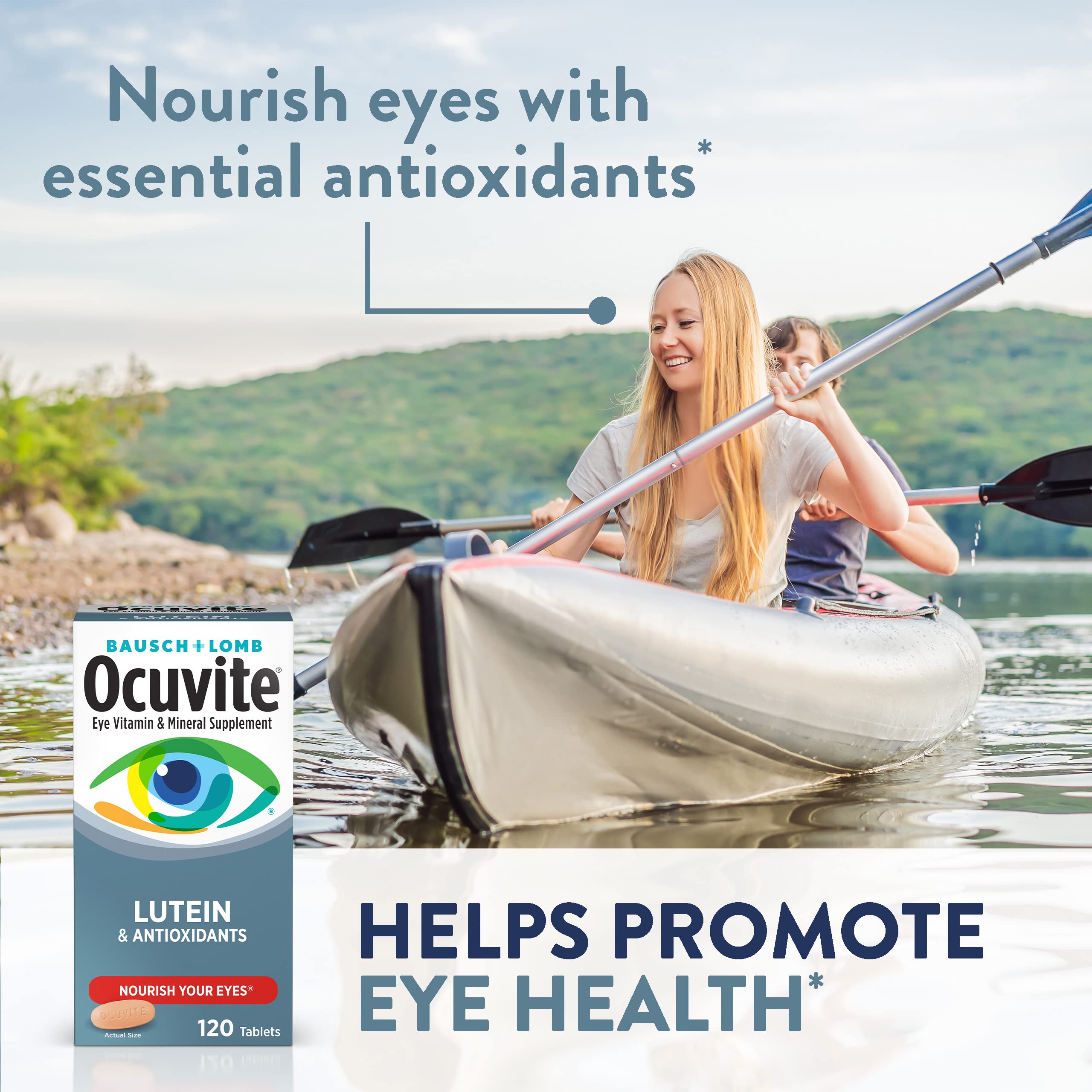 Ocuvite Eye Vitamin & Mineral Supplement, Lutein & Antioxidant Vitamins A, C, E, Zinc for Eye Health, Vitamins for Eyes, 120 Tablets (Pack of 2) Ocuvite uk supplements