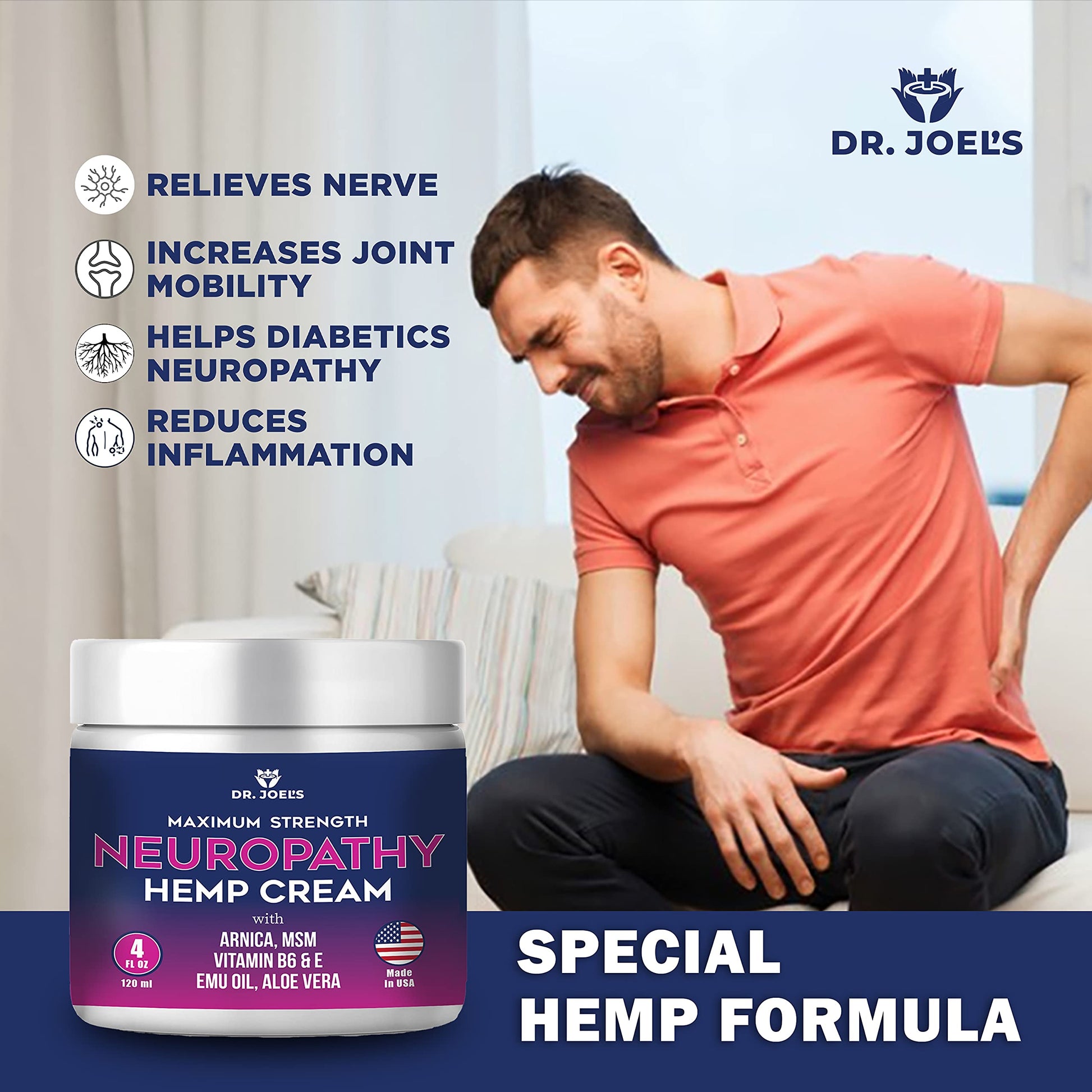 Dr. JOEL'S Neuropathy Nerve Relief Cream - Organic Neuropathy Support Cream for Feet, Hands, Legs and Toes - 4 OZ Value Pack- Made in USA Dr. JOEL'S uk supplements