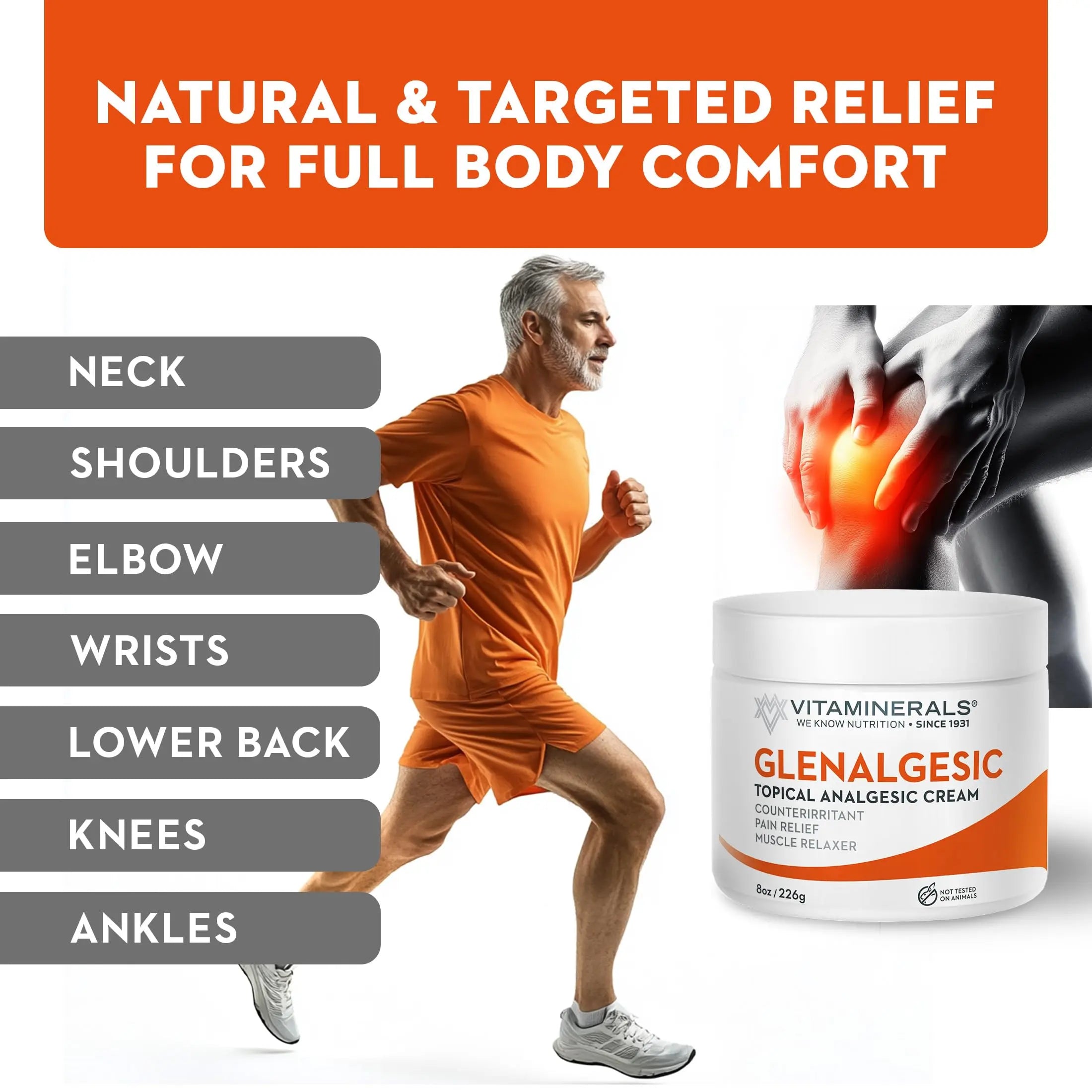 Vitaminerals 171 Glenalgesic® Pain Support Analgesic Balm, Muscle & Joint | Maximum Strength | Menthol | Camphor (8 oz) Vitaminerals uk supplements
