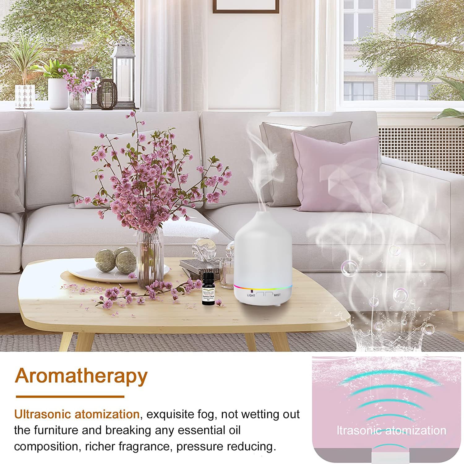 Diffusers 200ml Resin Colorful Essential Oil Diffuser with Adjustable Mist Mode,Auto Off Aroma Diffuser Otheya uk supplements