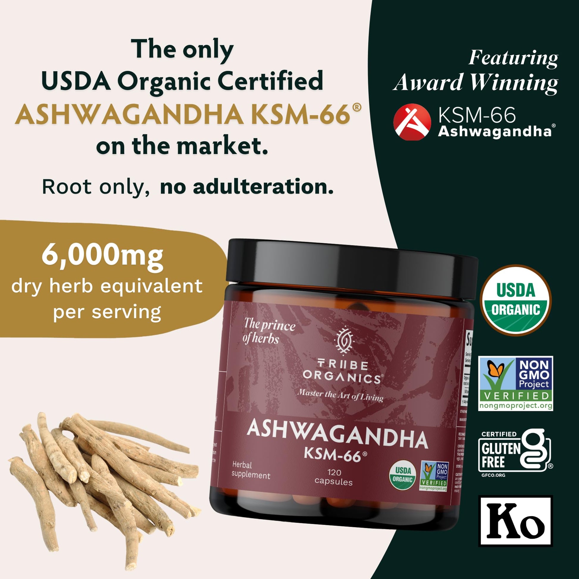TRIBE ORGANICS Ashwagandha KSM 66 Pure Organic Root Powder Extract Ayurvedic TRIBE ORGANICS uk supplements