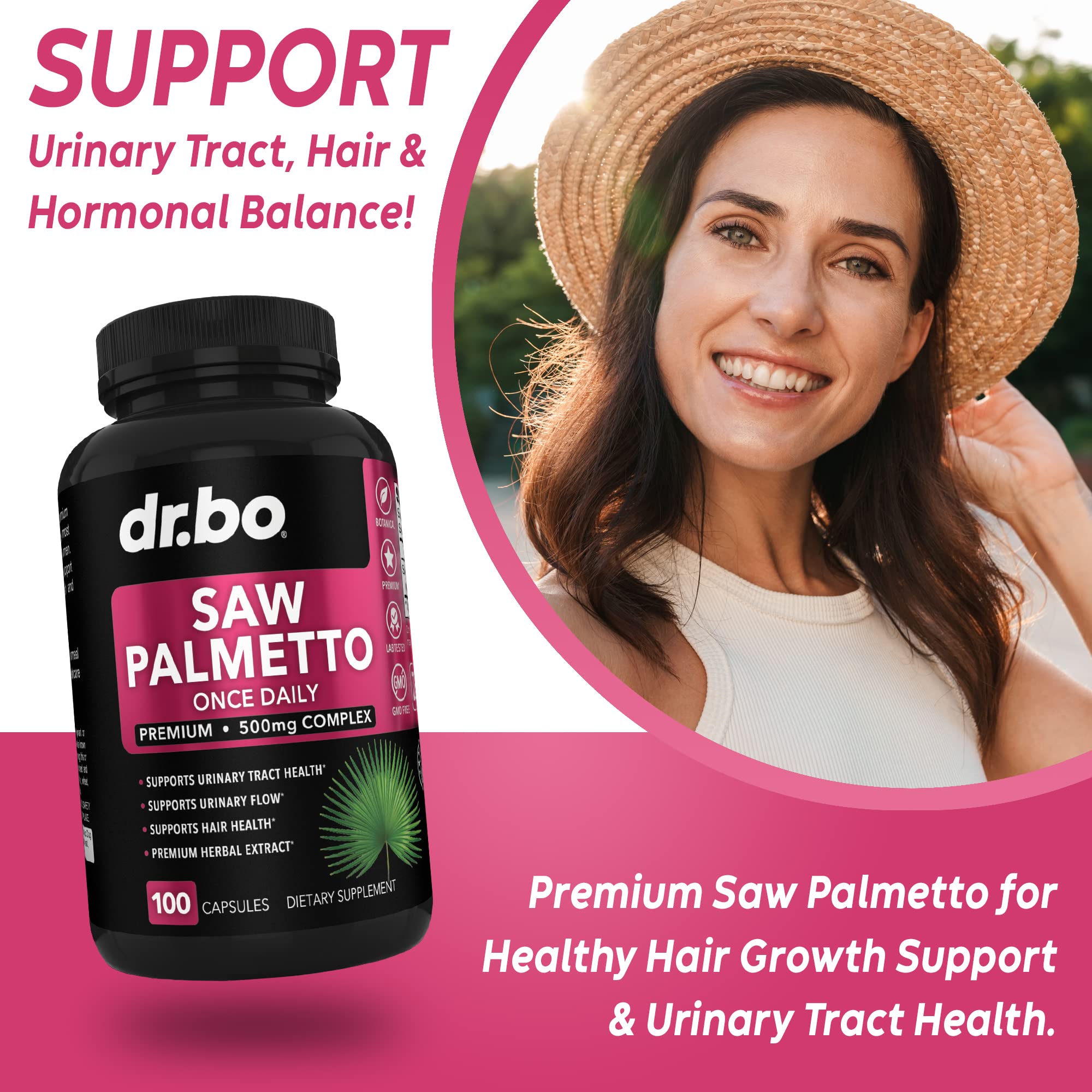 Saw Palmetto for Women Hair Loss - DHT Blocker for Women Hair Growth Plus Bladder DR. BO uk supplements