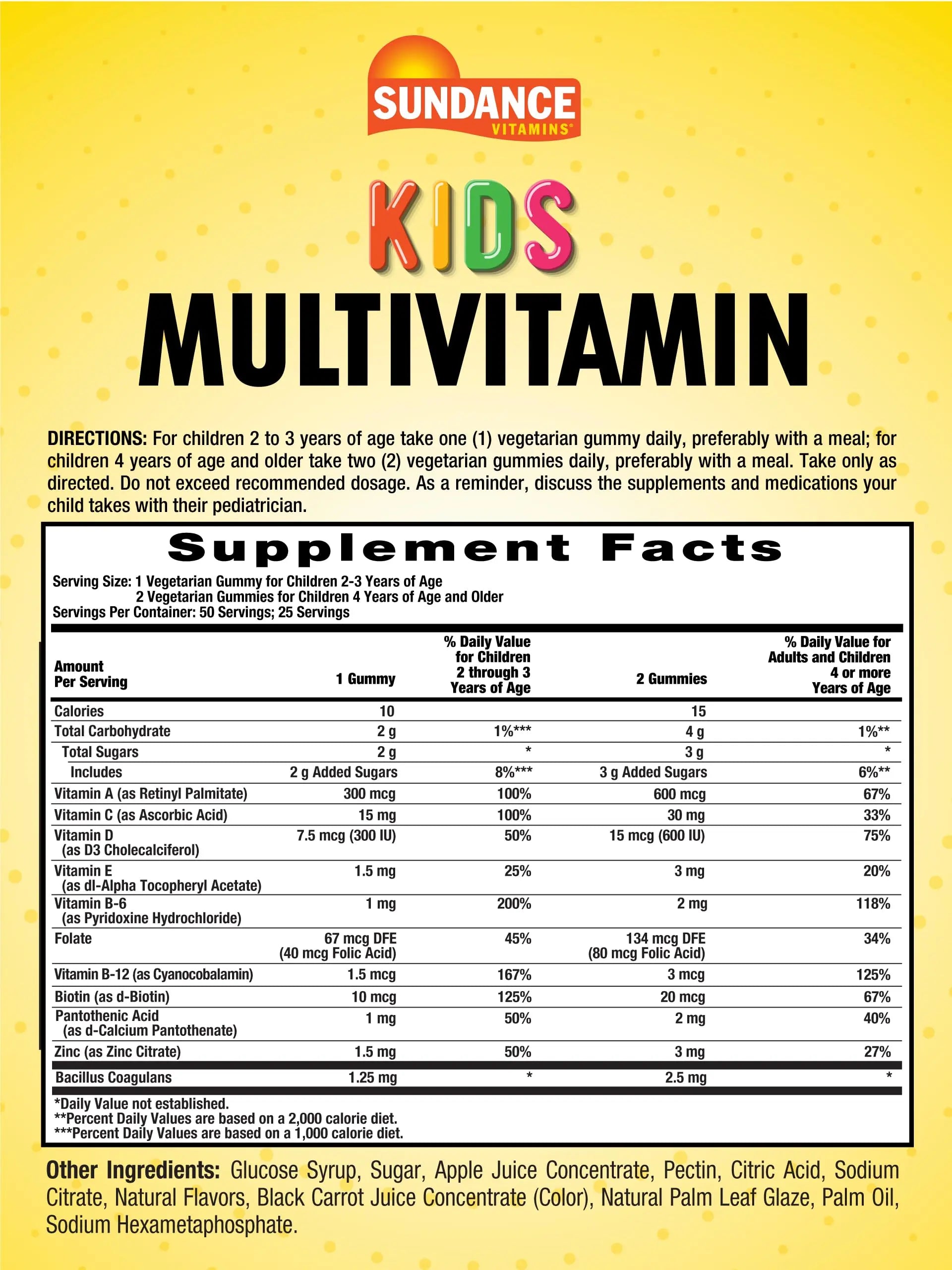 Sundance Kids Multivitamin Gummies | with Vitamins D3, C, B12, and Zinc | 50 Count | Mixed Berry Flavor | Sundance uk supplements