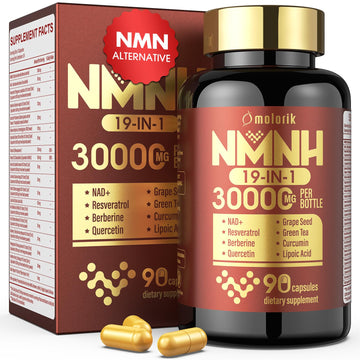 19 in 1 NMNH (Dihydronicotinamide Mononucleotide) 1000mg Per Serving, Nad Supplement Boost NAD+ Levels Nad Resveratrol Supplement with Quercetin, Vitamin D3 K2, Healthy Aging, Energy, 90 Capsules molorik pure uk supplements