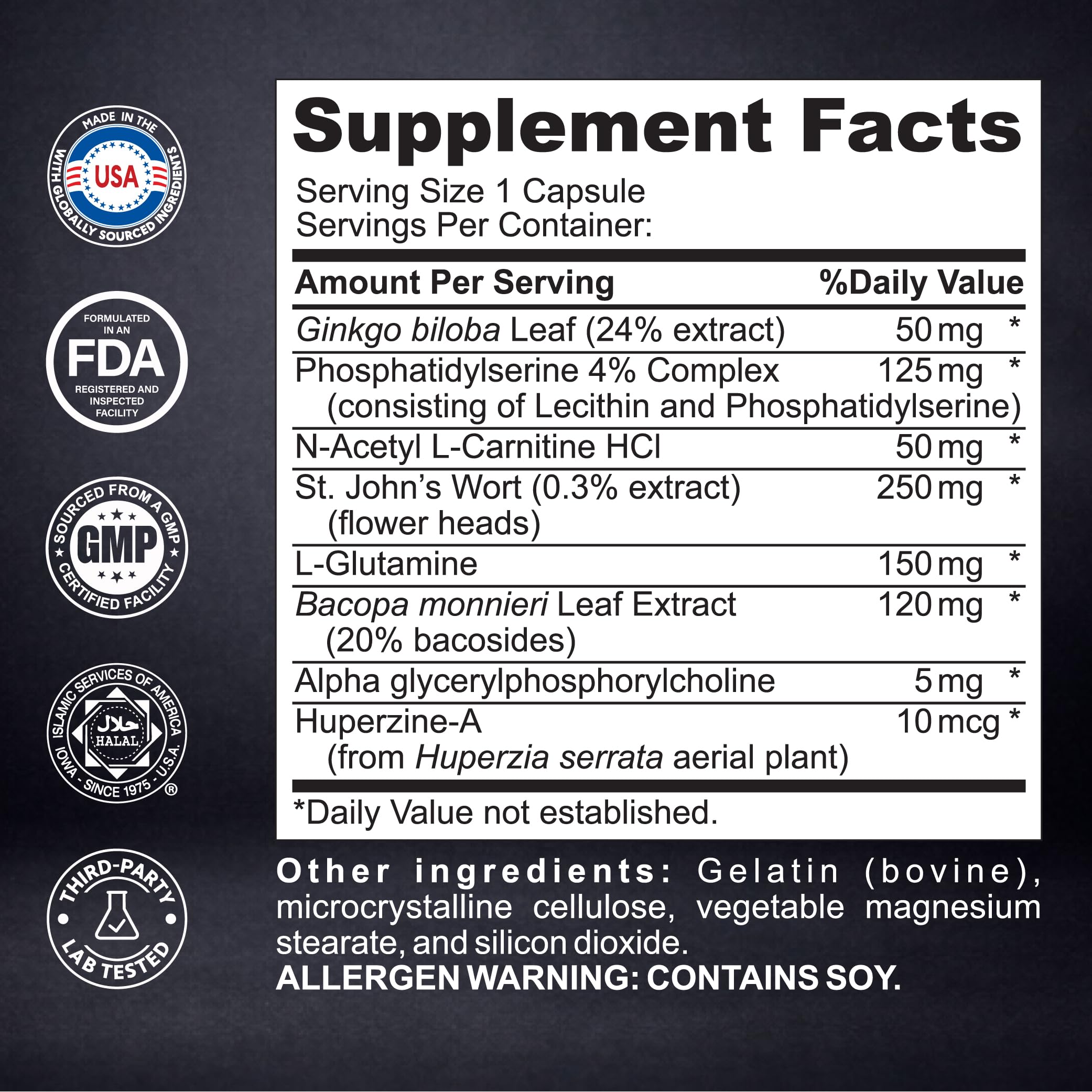 Brain Neuro Matrix – Memory & Focus Nootropic with Ginkgo Biloba & Huperzine A – Caffeine-Free Vegan Brain Supplement for Clarity, Focus & Mood – 90 Capsules (3-Month Supply) Kaitamin uk supplements