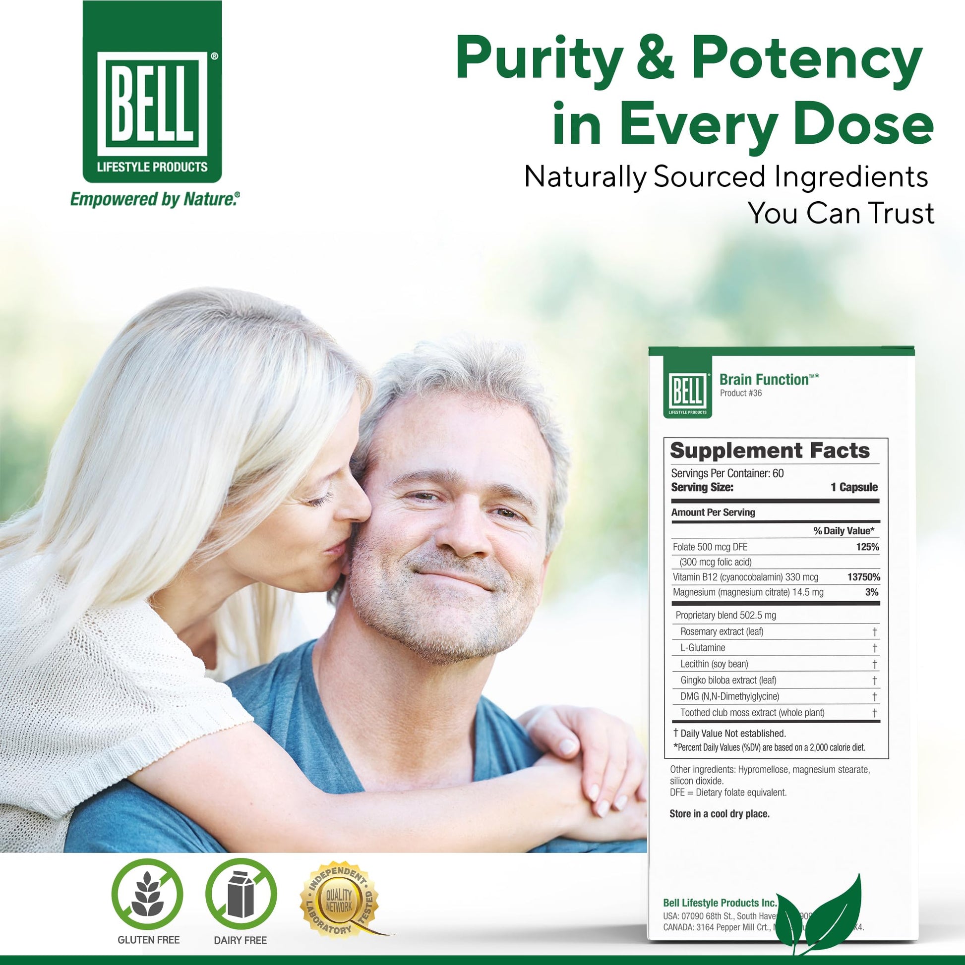 Bell Brain Function Lifestyle, Supports Cognitive Health with Ginkgo, Vitamin B12, Folate - 60 Vegetarian Capsules Bell uk supplements
