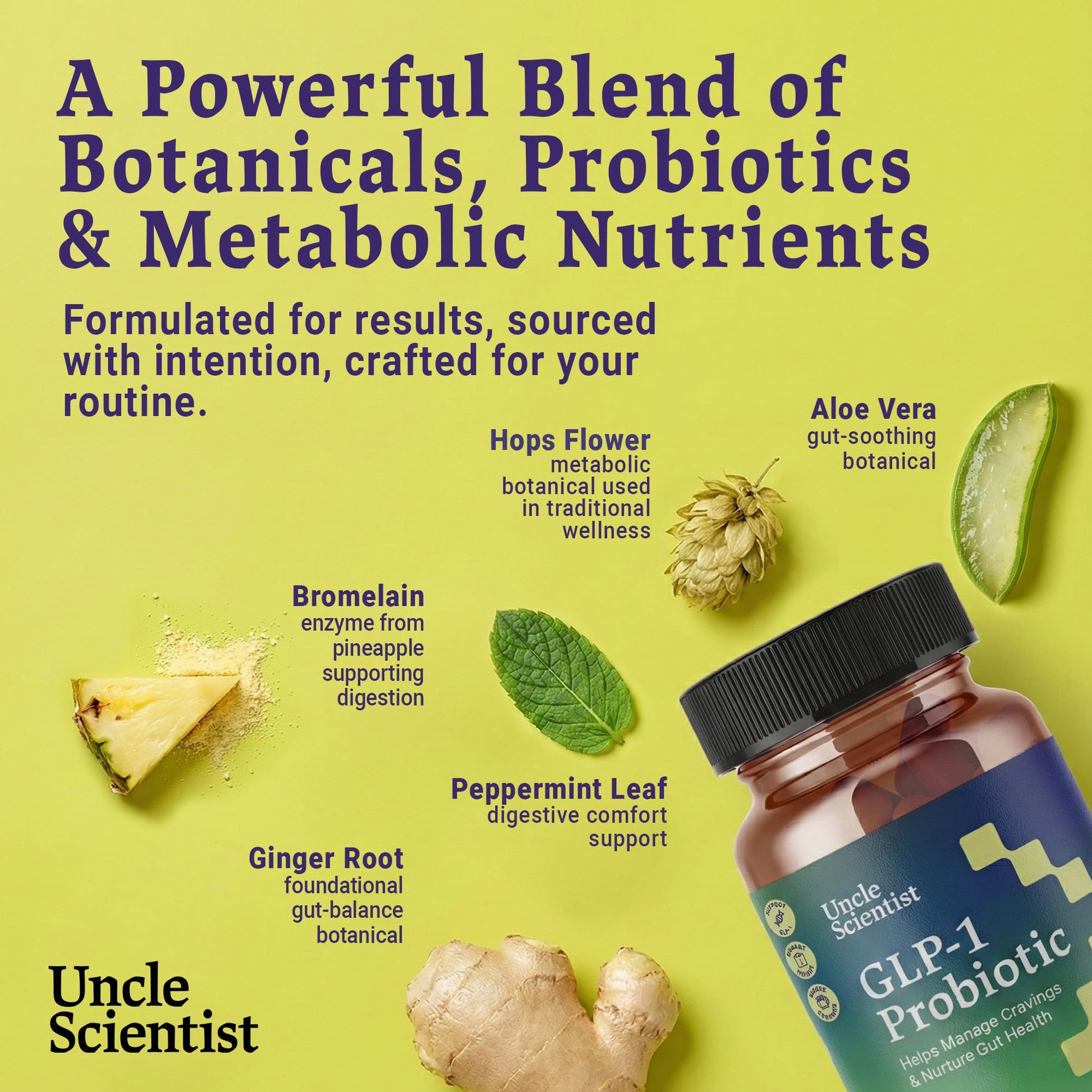 Uncle Scientist GLP-1 Probiotic Dietary Supplement, Supports Healthy Appetite and Metabolic Function - Chromium, Green Tea, Cinnamon, Probiotics & Herbal Blend, 60 Capsules (30-Day Supply) Uncle Scientist uk supplements