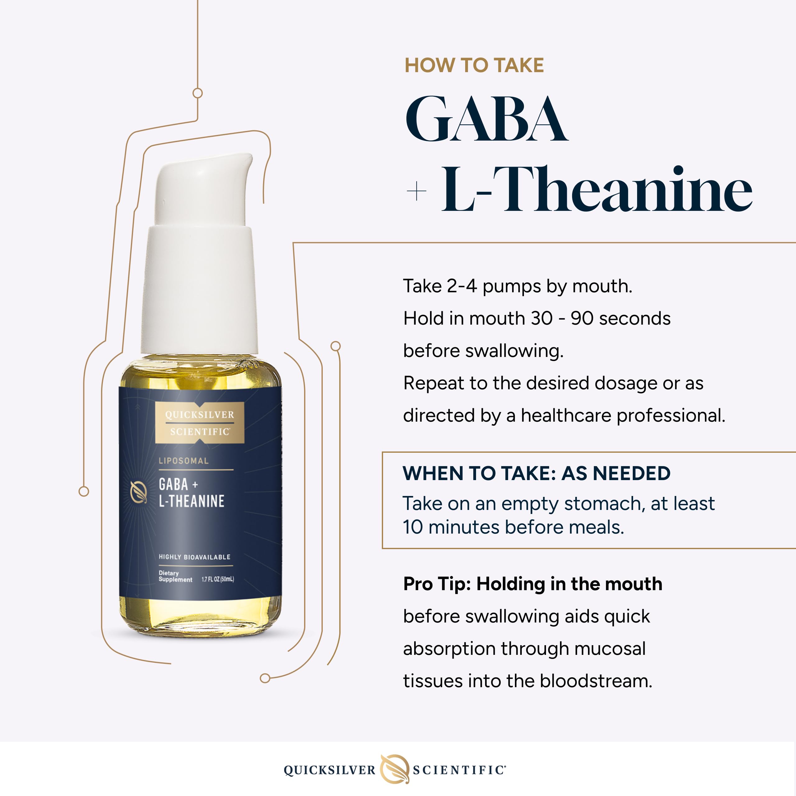 Quicksilver Scientific Liposomal GABA + L Theanine - Calm, Stress Response & Brain Support - Bioavailable GABA Supplement with L Theanine 100mg (1.7oz/50ml) Quicksilver Scientific uk supplements