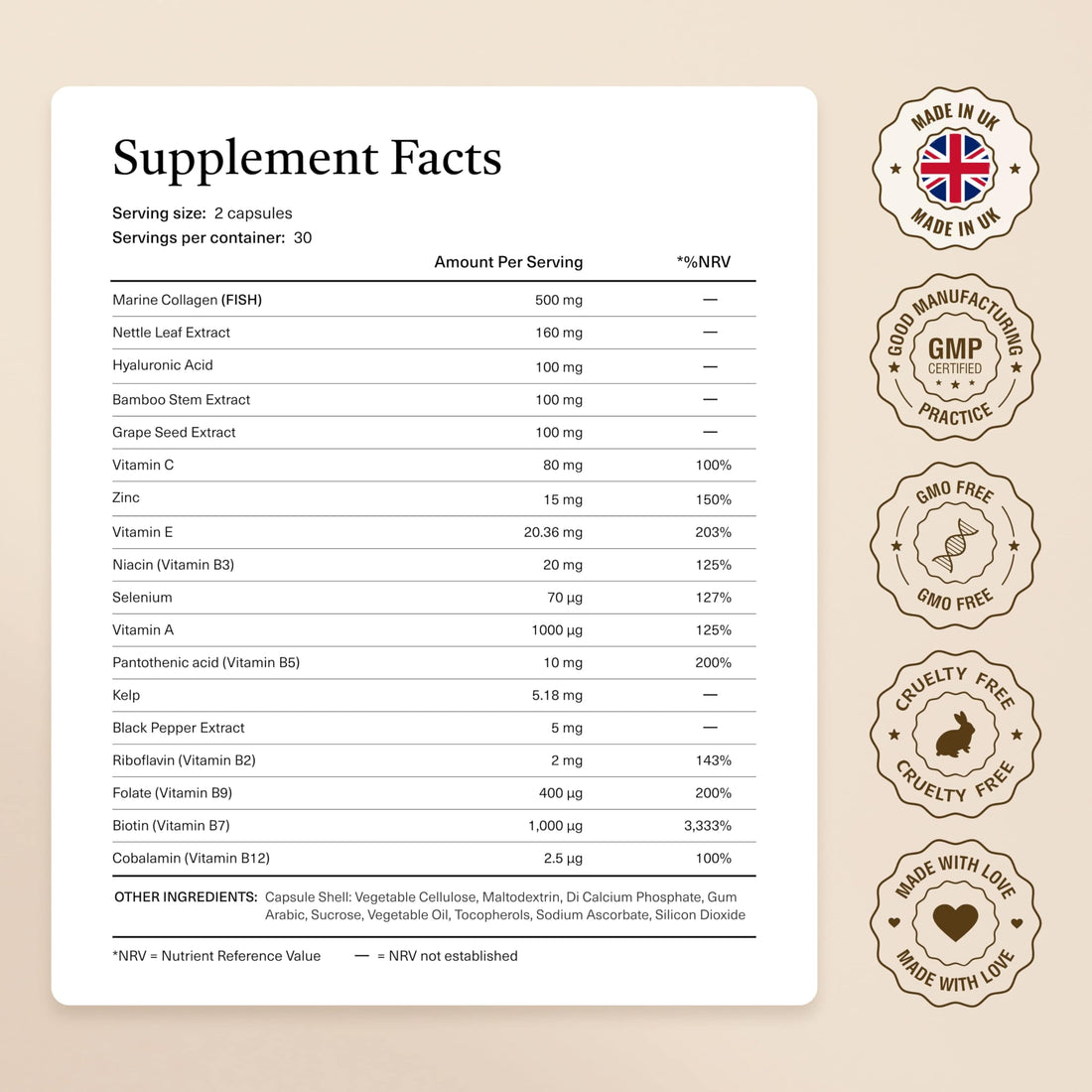 18-in-1 Hair Growth Supplement | Collagen, Hyaluronic Acid, Nettle, Silica, Biotin, Grape Seed Extract, Bamboo | Stronger, Thicker, Longer Hair – Supports Hair Volume, Shine, Scalp & Nail Health kailea uk supplements