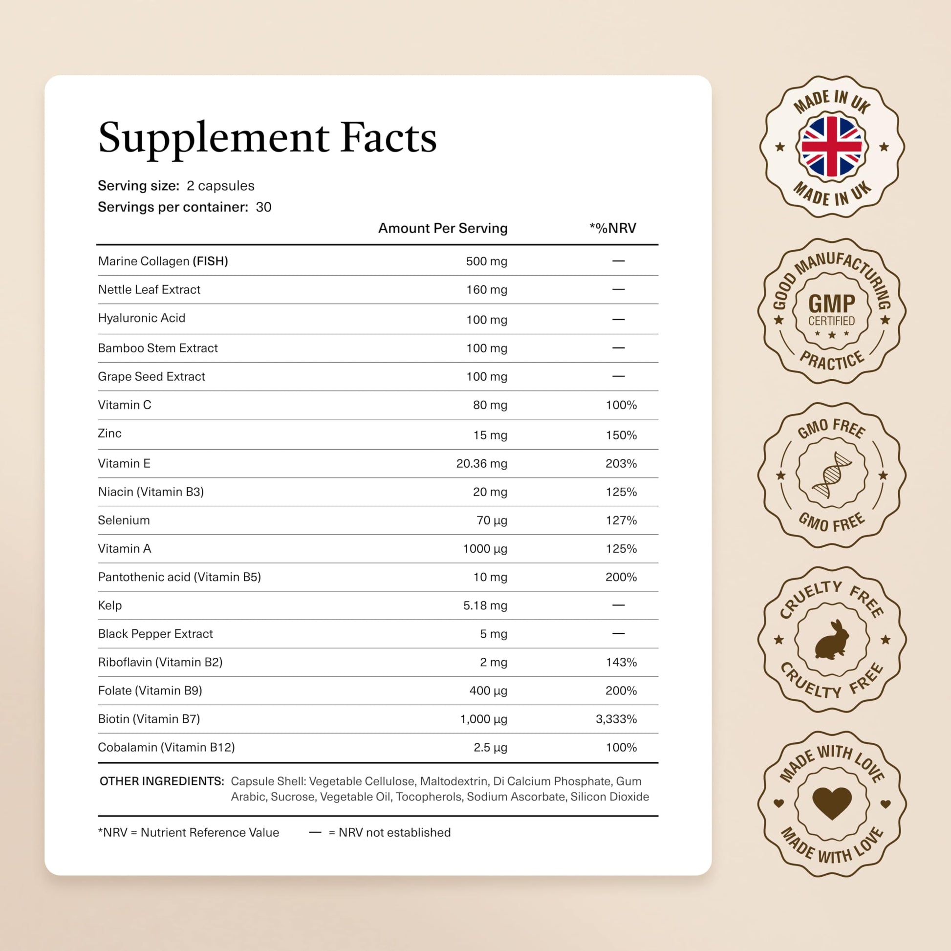 18-in-1 Hair Growth Supplement | Collagen, Hyaluronic Acid, Nettle, Silica, Biotin, Grape Seed Extract, Bamboo | Stronger, Thicker, Longer Hair – Supports Hair Volume, Shine, Scalp & Nail Health kailea uk supplements