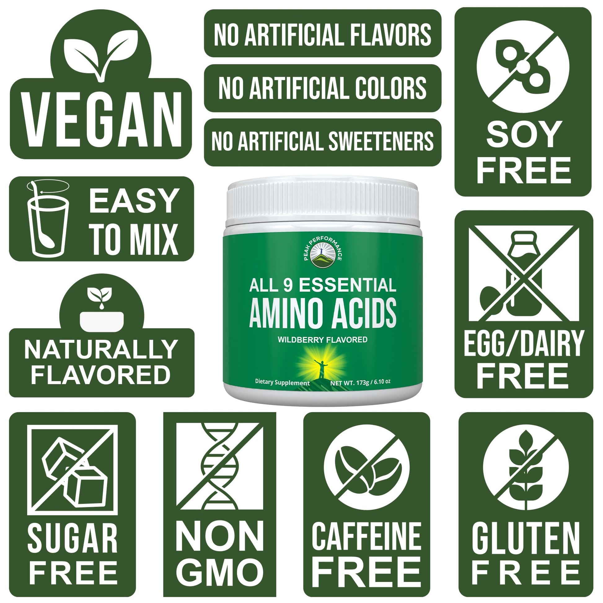 All 9 Essential Amino Acids Powder. Pre + During + Post Workout with EAAs + BCAAs for Energy, Muscle Growth, and Recovery. Non-GMO BCAA and EAA Powders for Men + Women. 3rd Party Tested. Wildberry Peak Performance uk supplements
