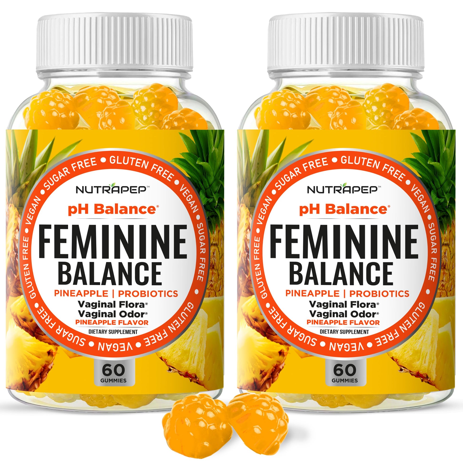 NutraPep Feminine Balance Probiotics Gummies for Women - Vaginal Health & Women's pH Balance Natural Gummy Supplement with Cranberry Pineapple Powder - Sugar Free Gluten Free Vegan (Pack of 2) NutraPep uk supplements