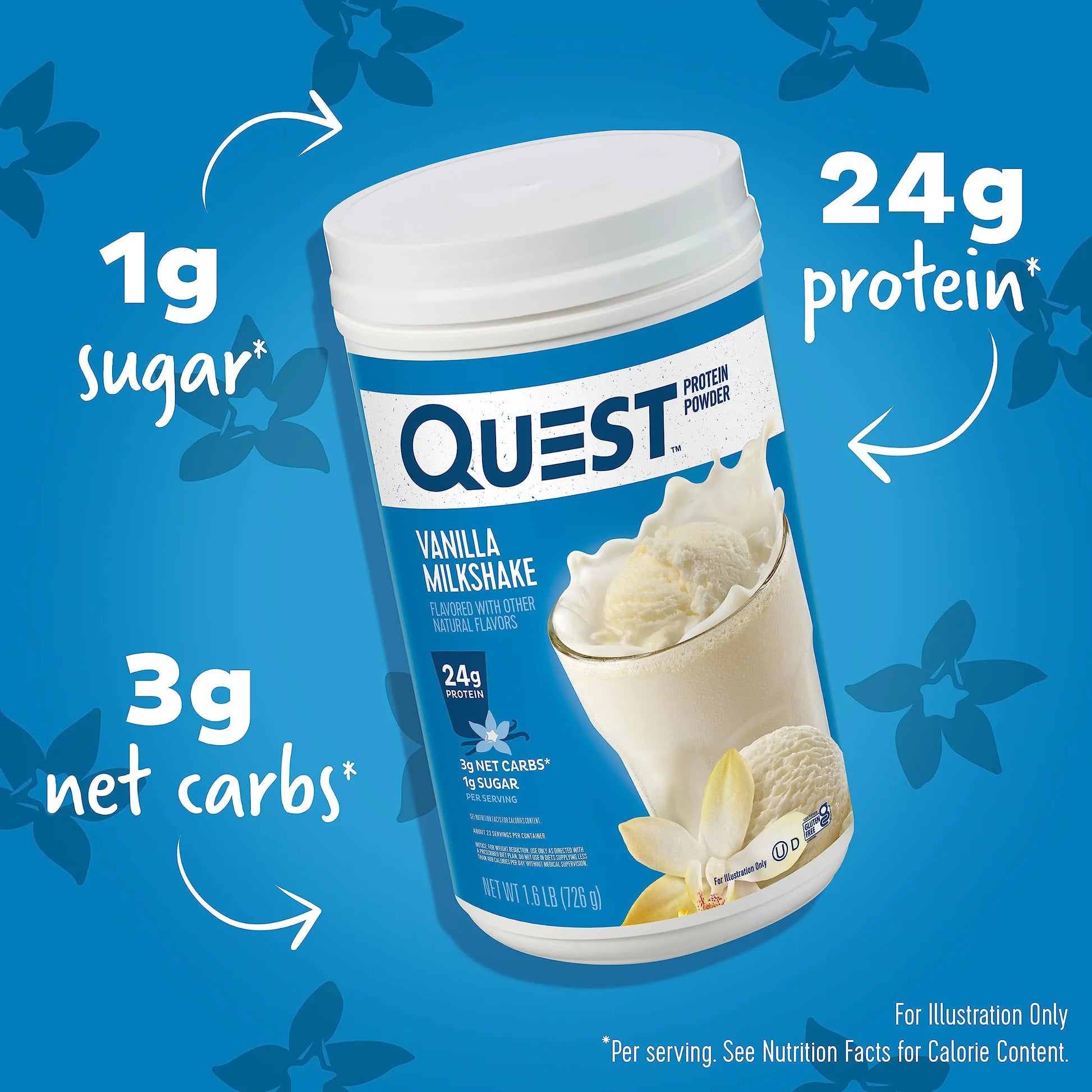 Quest Nutrition Vanilla Milkshake Protein Powder, 24g of Protein, 1g of Sugar, Low Carb, Gluten Free, 1.6 Pound, 23 Servings Quest uk supplements