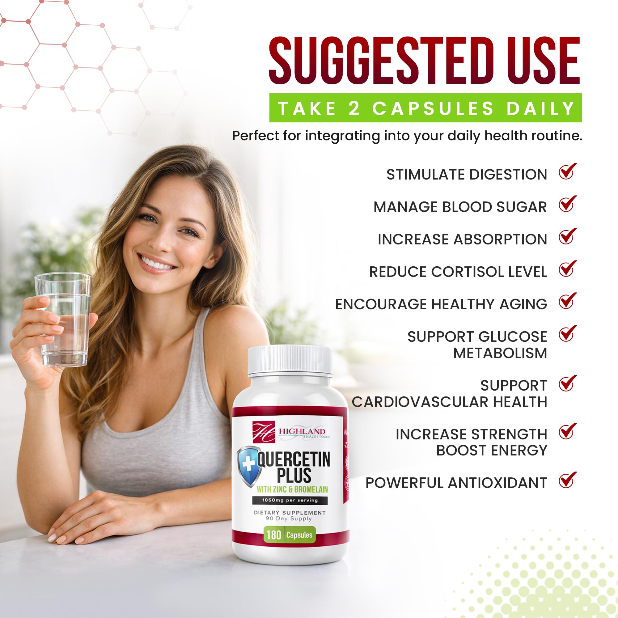 Highland Health Foods Quercetin Plus Bromelain and Zinc 180 Capsules - Immune Support Supplement for Adults, Teens, Seniors - Quercetin with Bromelain for Immune Support Highland Health Foods uk supplements