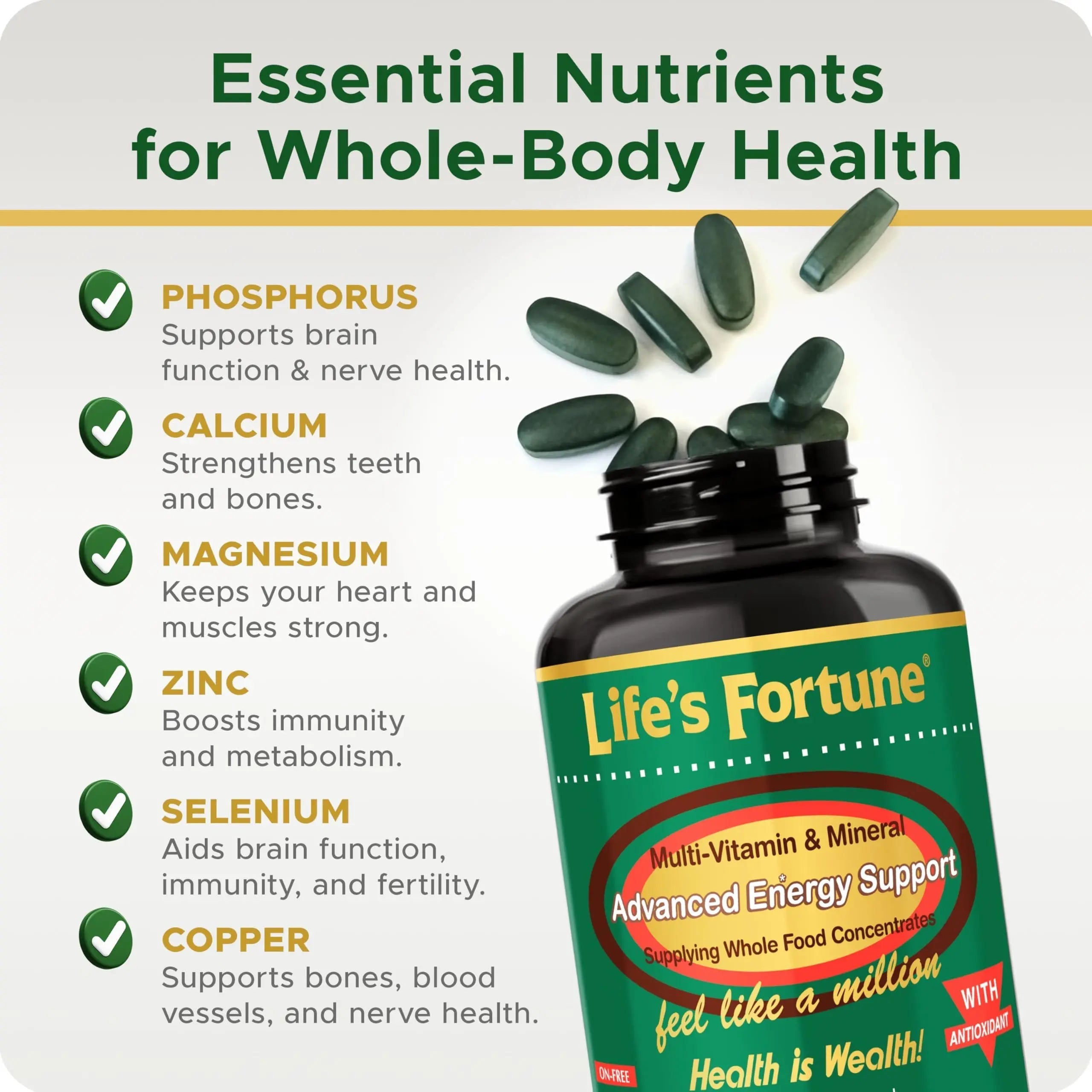 Life's Fortune Multivitamin & Mineral Supplement, Daily Natural Energy Source for Men & Women, with Superfood Greens Life's Fortune uk supplements