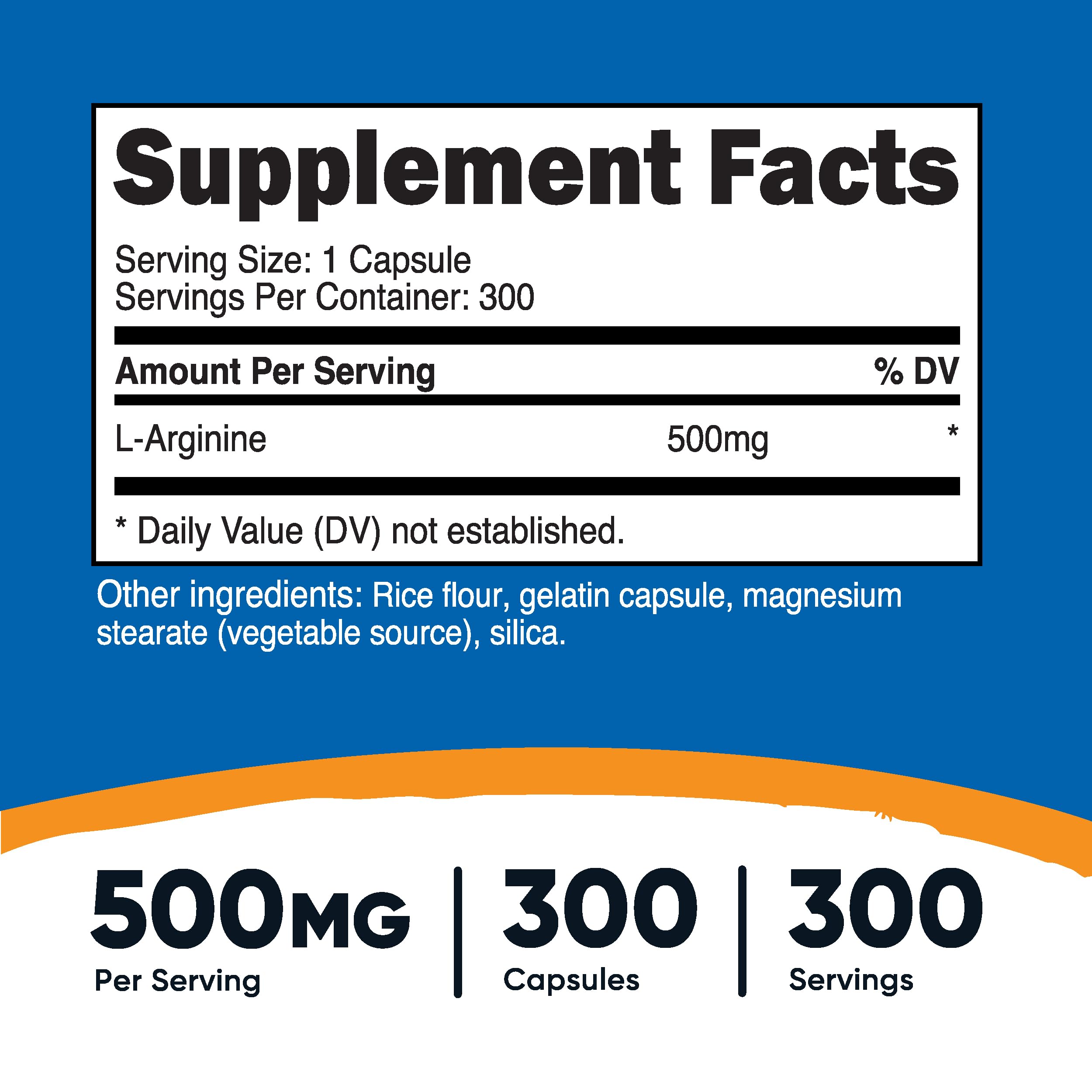Nutricost L-Arginine 500mg, 300 Capsules - Gluten Free and Non-GMO Nutricost uk supplements