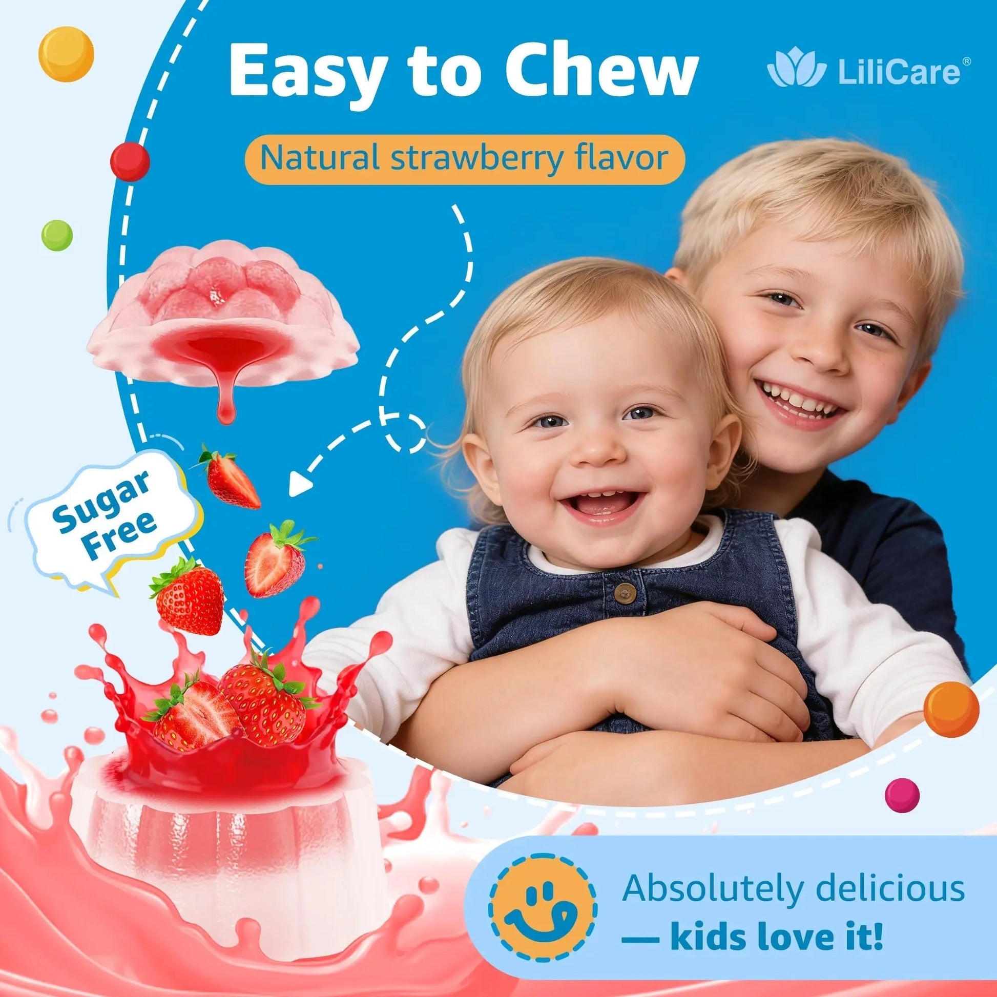 Toddler Multivitamin Gummies with Iron, Omega-3, ARA, Calcium, Prebiotic | Methylated Vitamins for Kids Ages 2+ | Overall Support | LILICARE uk supplements