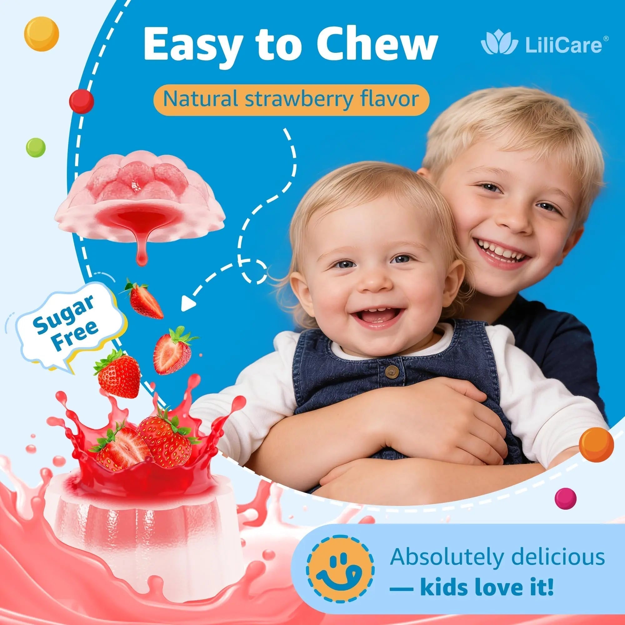Toddler Multivitamin Gummies with Iron, Omega-3, ARA, Calcium, Prebiotic | Methylated Vitamins for Kids Ages 2+ | Overall Support | LILICARE uk supplements