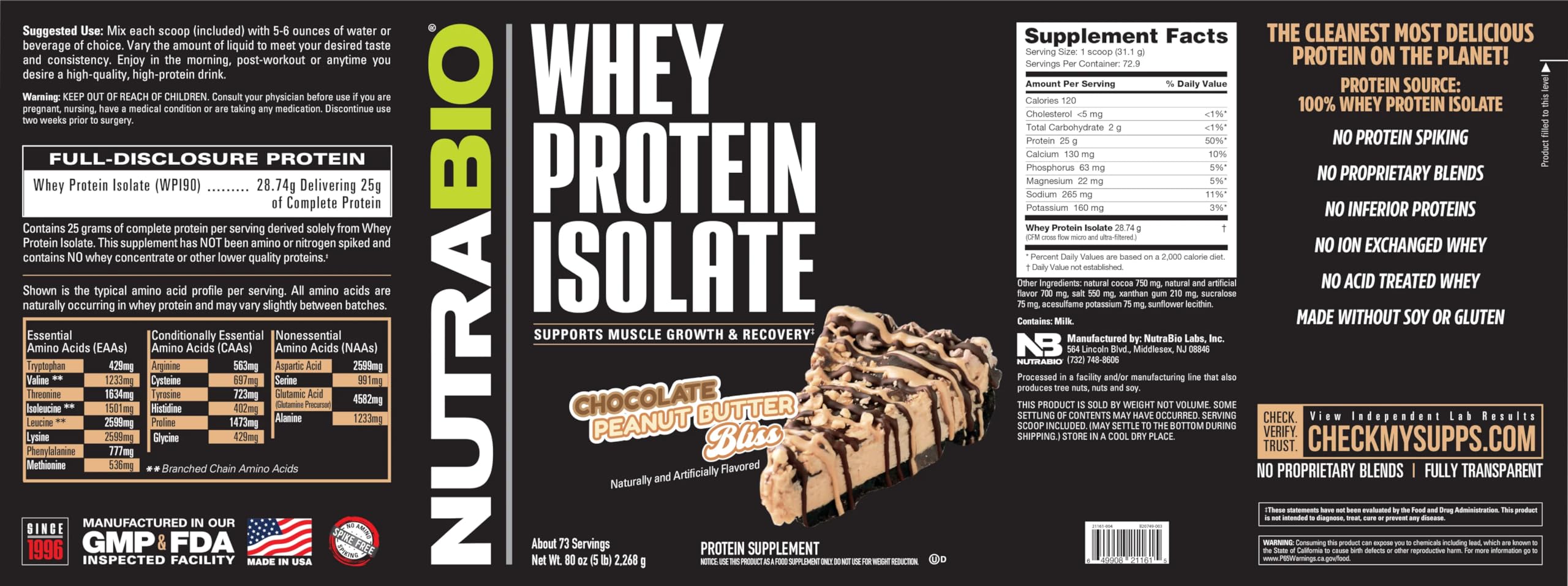NutraBio Whey Protein Isolate Supplement – 25g of Protein Per Scoop with Complete NutraBio uk supplements
