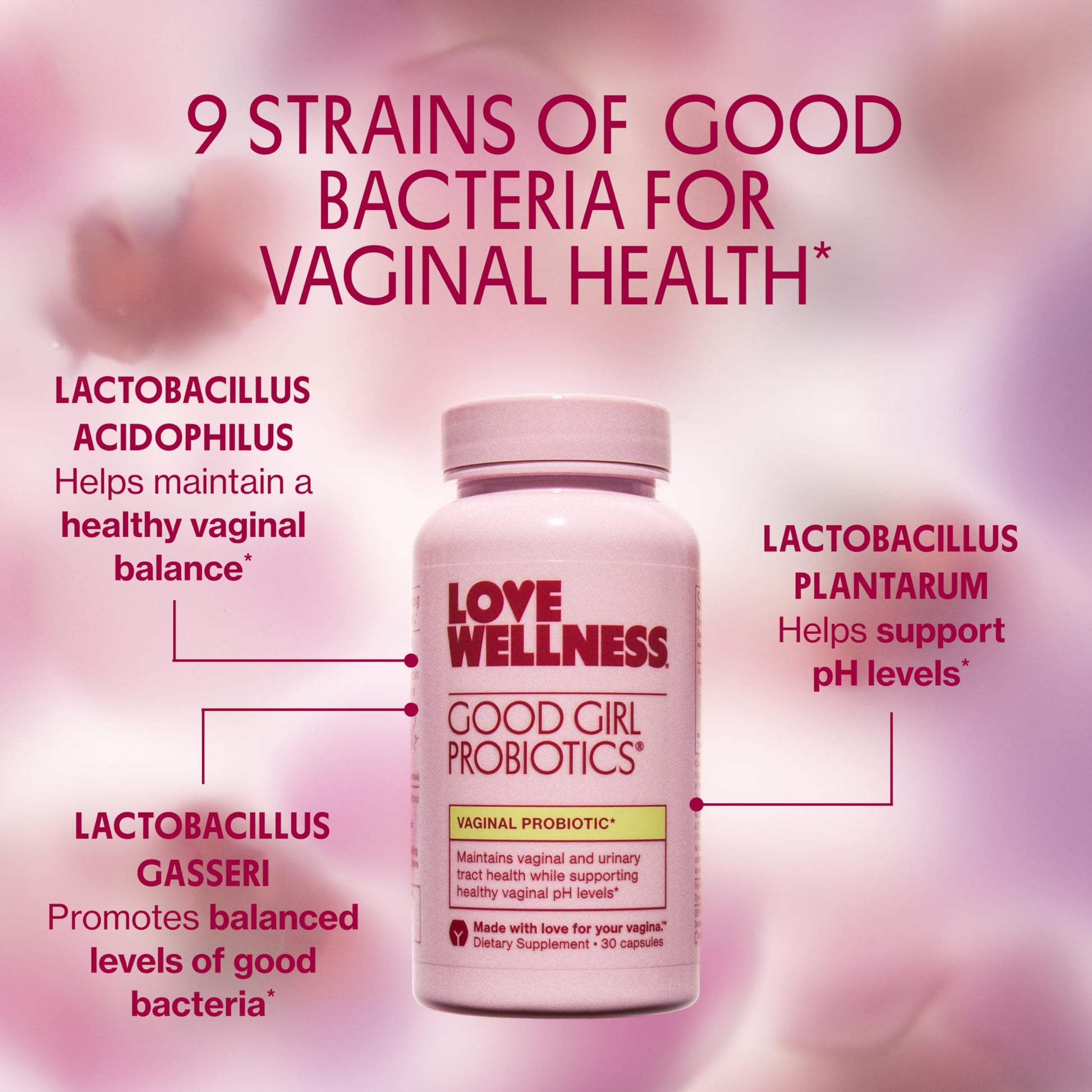 Love Wellness Good Girl Probiotics | Women’s Vaginal Health & pH Balance Supplement | 9-Strain Probiotic for Urinary Tract, Yeast, Odor & Immune Support | Gluten-Free (30-Day Supply) Love Wellness uk supplements