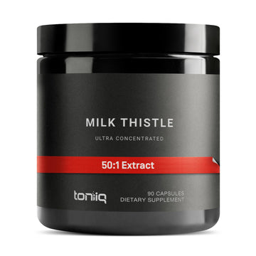 Toniiq Milk Thistle - Ultra High Potency 50:1 Extract with 80% Silymarin - Highly Concentrated - Third-Party Lab Tested - 90 Capsules Toniiq uk supplements