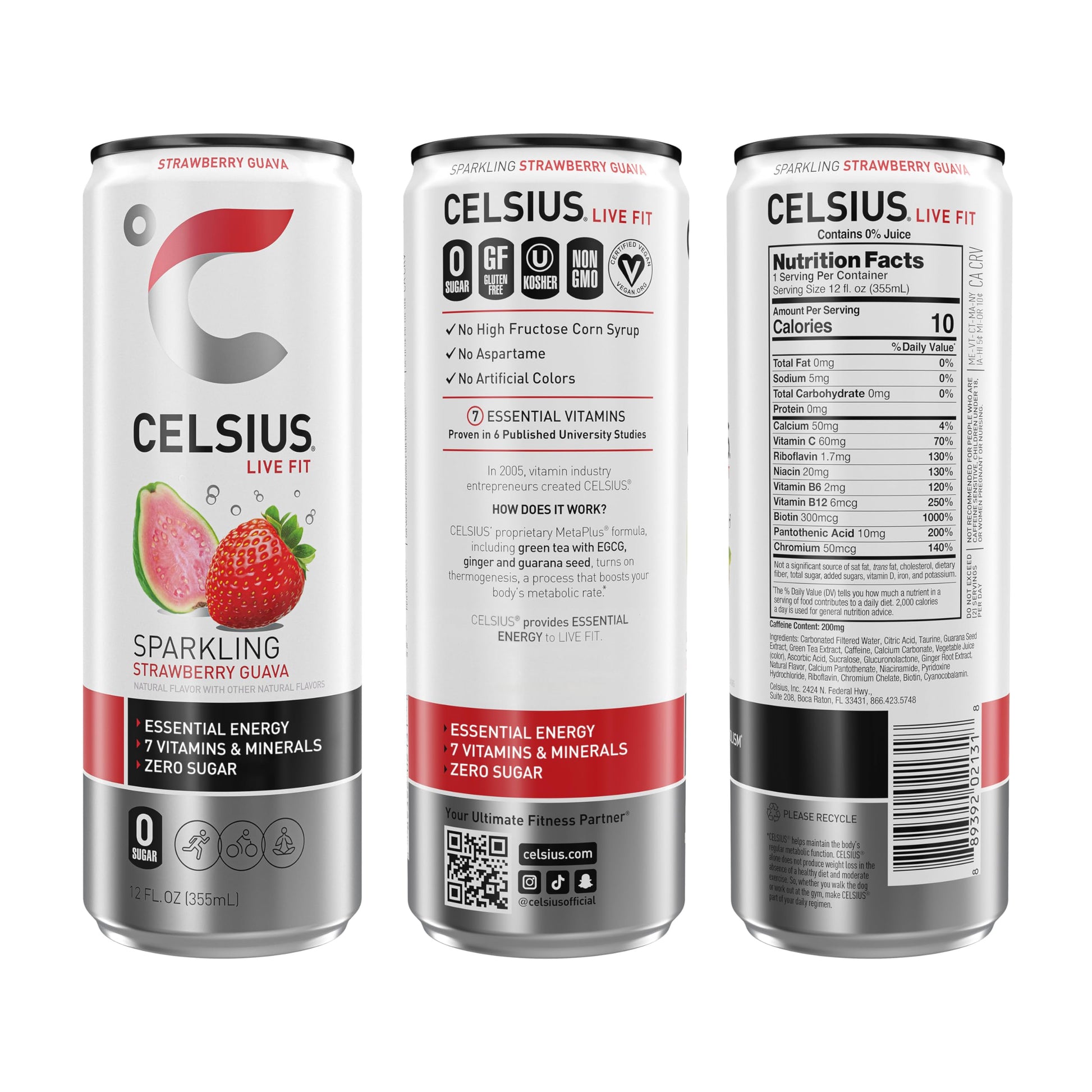CELSIUS Sparkling Strawberry Guava, Functional Essential Energy Drink 12 Fl Oz (Pack of 12) CELSIUS uk supplements