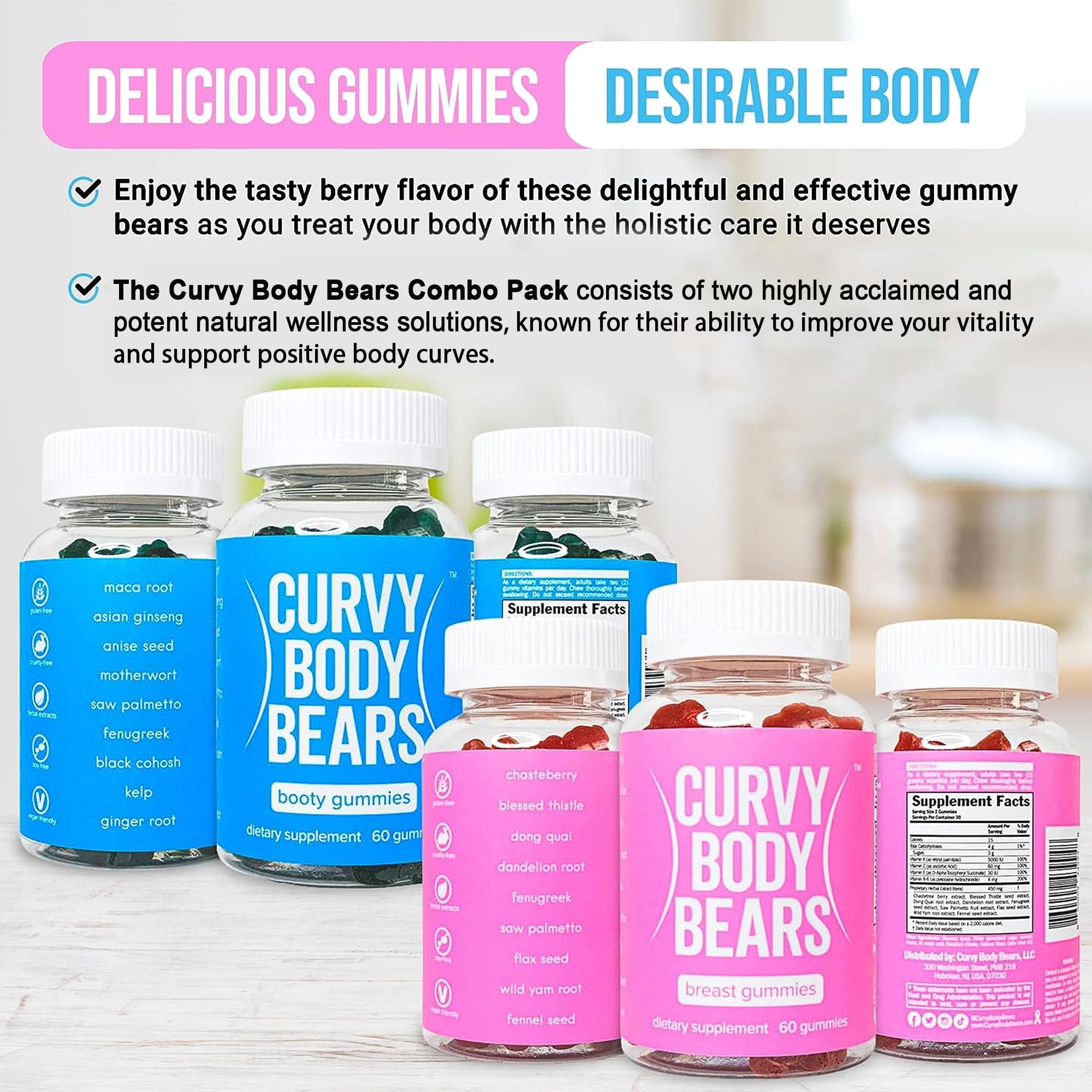 Curvy Body Bears Gummies Combo Pack - Chest and Bum Gummies - Workout Aid Curvy Body Bears uk supplements