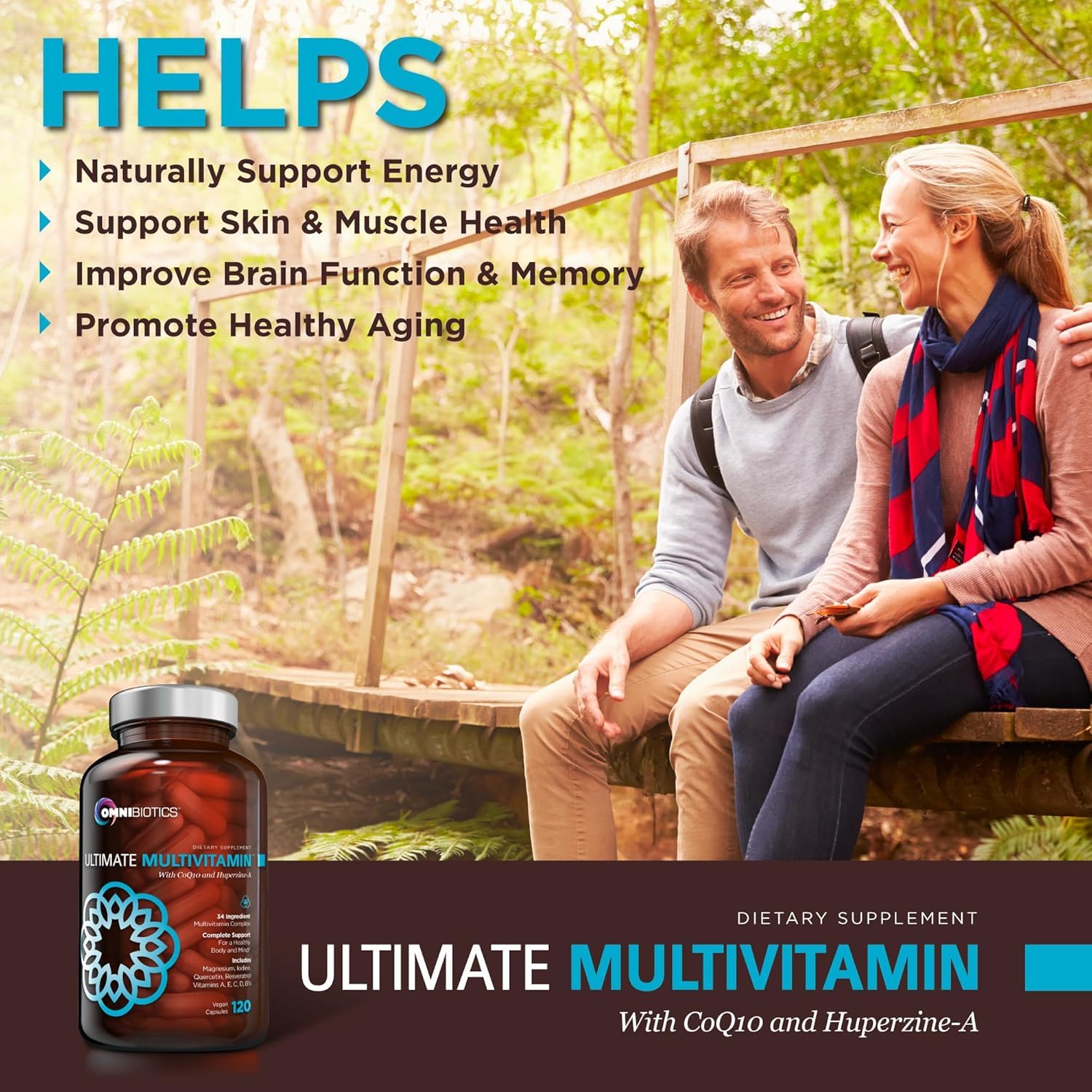 OmniBiotics Ultimate Daily Multivitamin for Women & Men – 34 Essential Ingredients Including Vitamin A, C, D, E, B6, B12, Biotin, Zinc – 120 Vegan Capsules OmniBiotics uk supplements