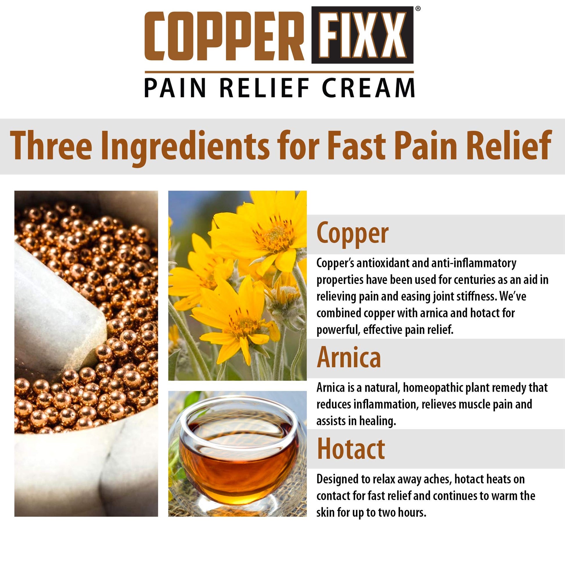CopperFixx Pain Relief Cream, 5 Fl Oz Tube Powered by Copper with Heat Technology Arnica for Muscle & Stiffness Joint Inflammation, Knee, Back, Shoulder Arthritis Pain. Fast Acting, CF03028 CopperFixx uk supplements