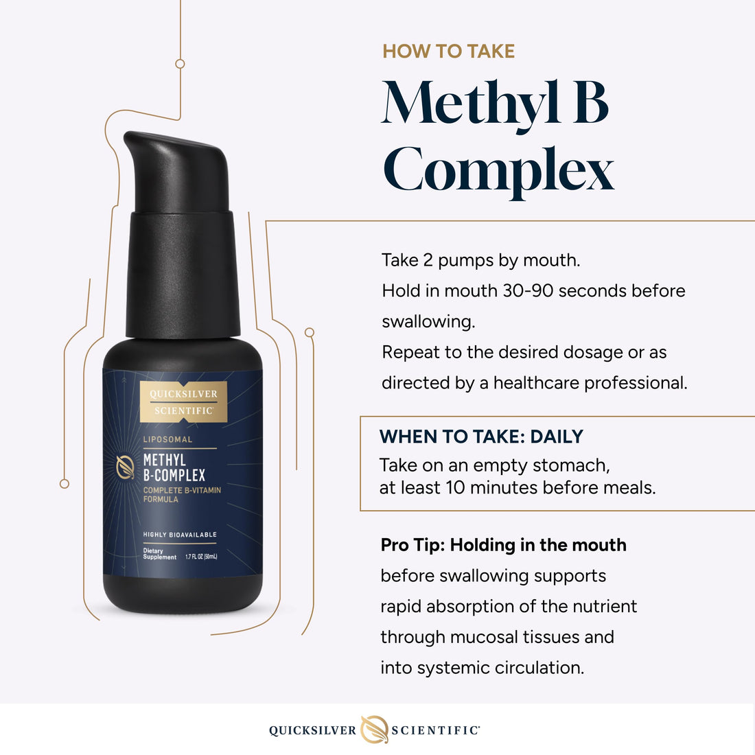 Quicksilver Scientific Methyl B Complex - Liquid Vitamin with Superior Liposomal Absorption of Vitamin B12, Folate, Vitamin B6, Riboflavin, Biotin, Pantothenic Acid, Vitamin B1, Niacin (50 ml) Quicksilver Scientific uk supplements