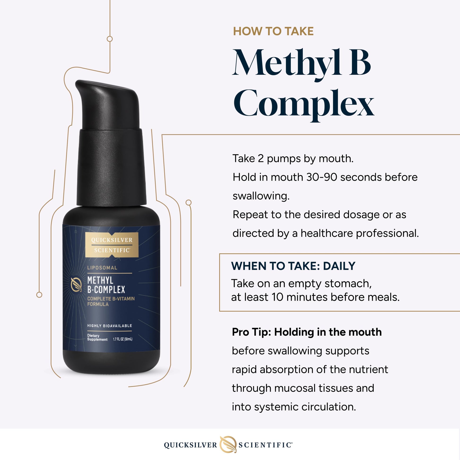 Quicksilver Scientific Methyl B Complex - Liquid Vitamin with Superior Liposomal Absorption of Vitamin B12, Folate, Vitamin B6, Riboflavin, Biotin, Pantothenic Acid, Vitamin B1, Niacin (50 ml) Quicksilver Scientific uk supplements