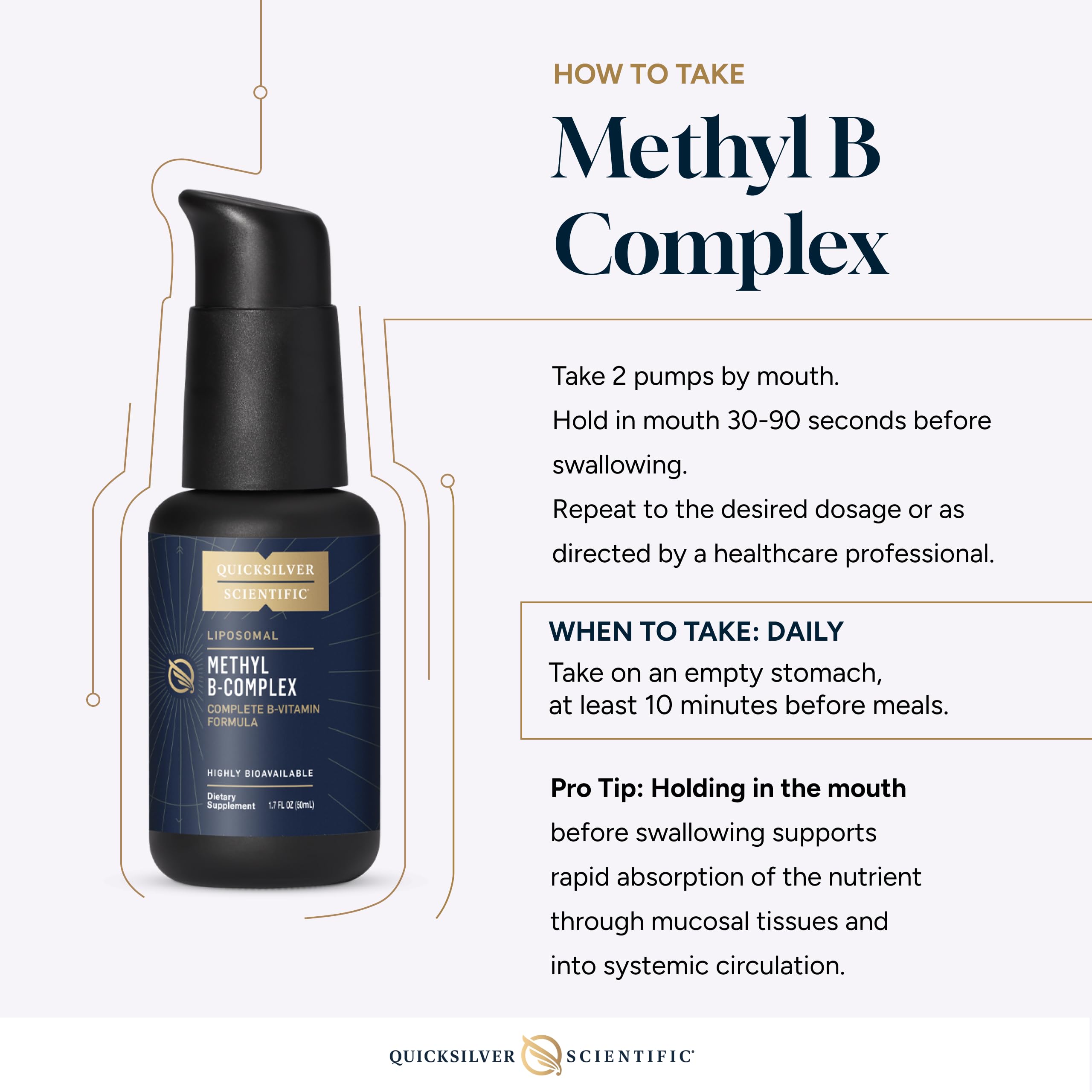 Quicksilver Scientific Methyl B Complex - Liquid Vitamin with Superior Liposomal Absorption of Vitamin B12, Folate, Vitamin B6, Riboflavin, Biotin, Pantothenic Acid, Vitamin B1, Niacin (50 ml) Quicksilver Scientific uk supplements