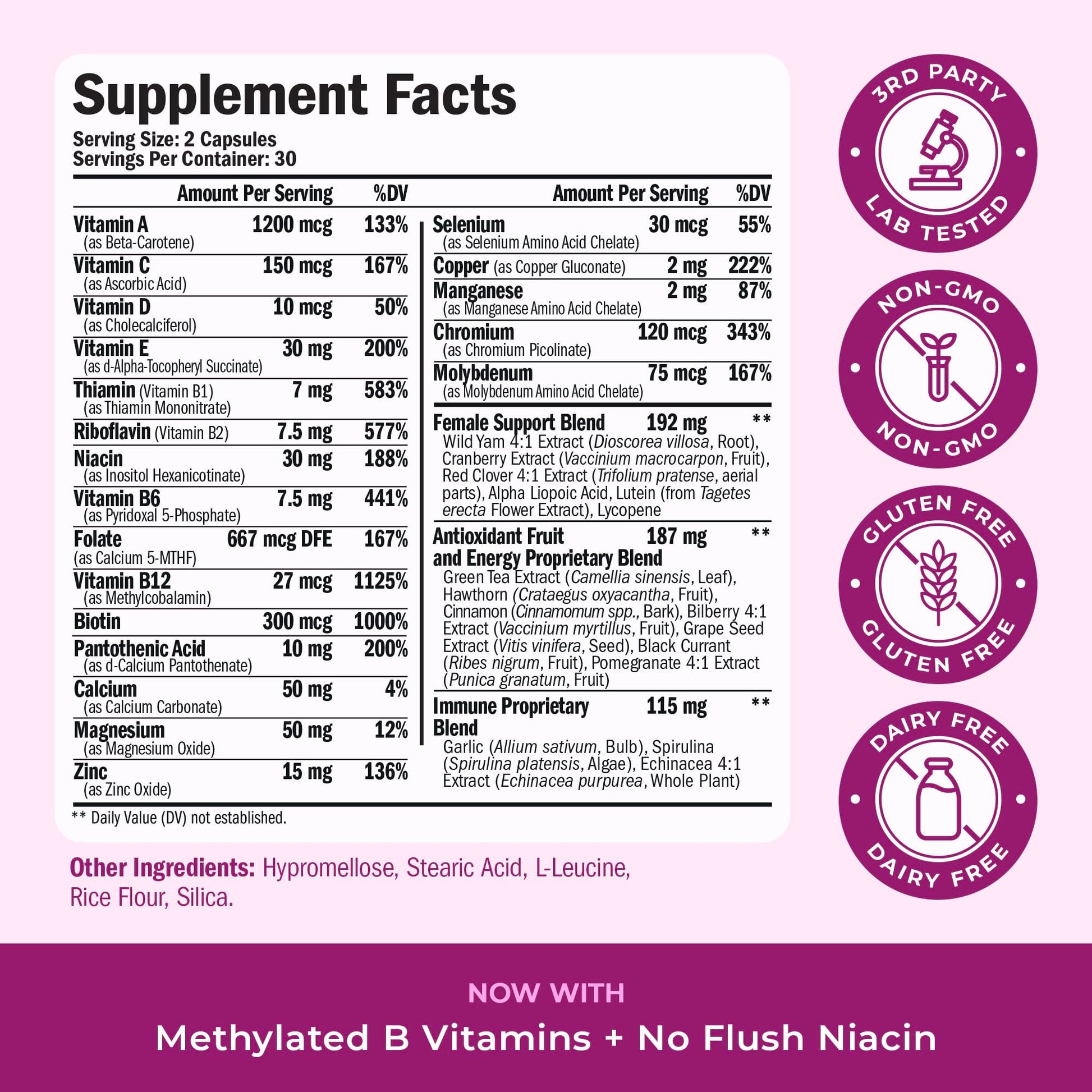Methylated Multivitamin for Women w/Bioavailable Vitamins, Chelated Minerals, Vitamin D, B12, C, A & Zinc for Energy, Focus and Immune Health Vimerson Health uk supplements