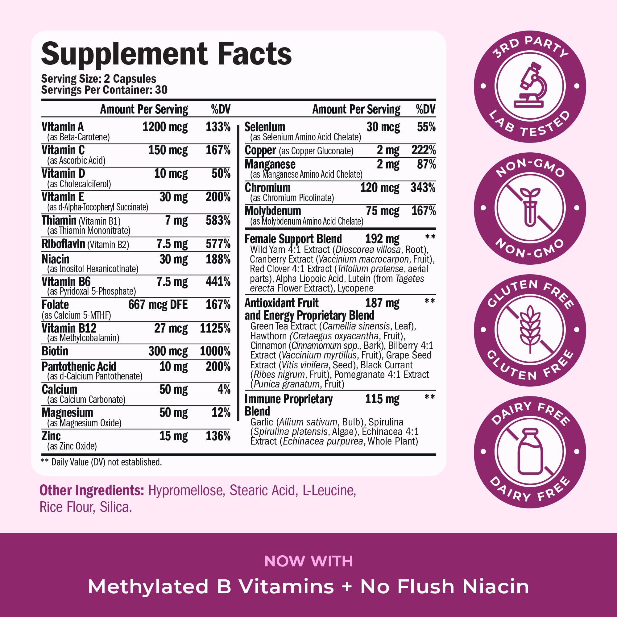 Methylated Multivitamin for Women w/Bioavailable Vitamins, Chelated Minerals, Vitamin D, B12, C, A & Zinc for Energy, Focus and Immune Health Vimerson Health uk supplements