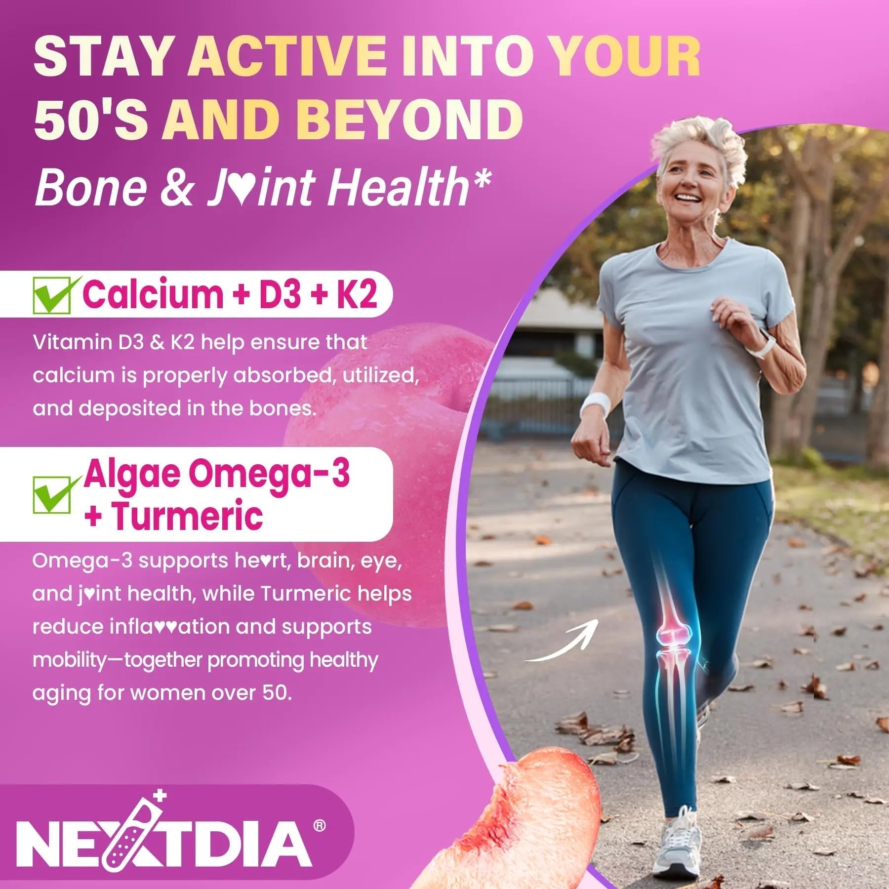 Multivitamin for Women 50 Plus Gummies, Vegan Omega 3, Methylfolate, Calcium, D3 K2, CoQ10, Daily Vitamin A C E, Methylated B12, Biotin, B Complex Nextdia uk supplements