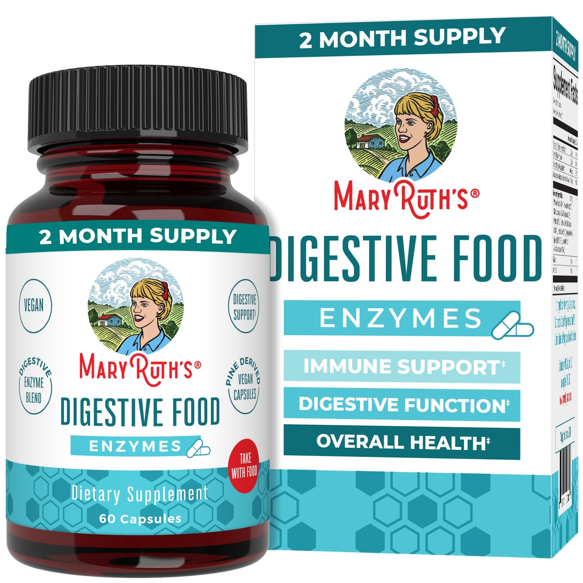 MaryRuth Organics Digestive Enzymes | Up to 2 Month Supply | Vegan Digestive Health Aid and Gut Health Enzyme Complex | Over 12 Enzymes | Vitamins B6 & B12 MARYRUTH'S uk supplements