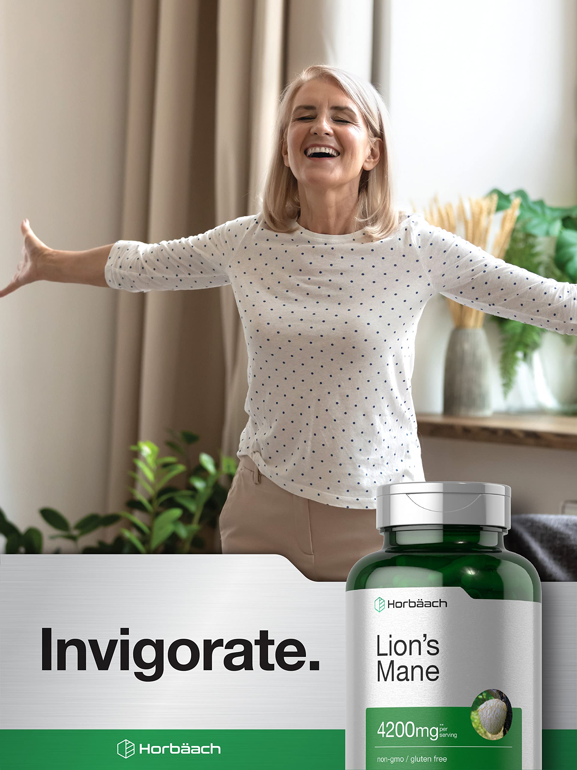 Horbäach Lions Mane Mushroom Extract | 4200mg | 120 Capsules | Vegetarian Horbäach uk supplements