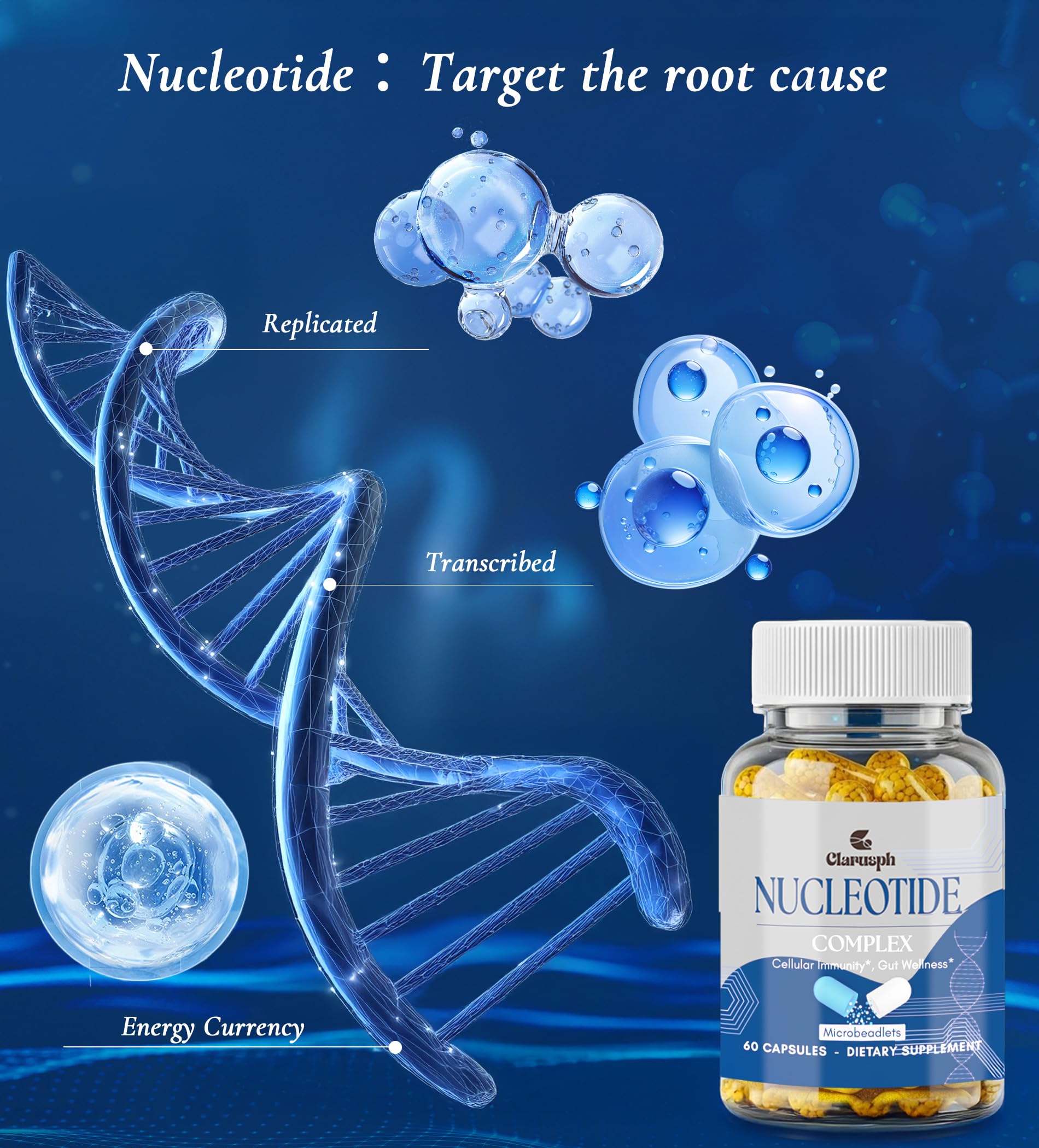 Clarusph Immunity* Supplement, Immune* Nucleotide Complex Blend 400mg Including AMP, CMP, GMP, UMP, Nucleo Immune*, 120 Capsules Clarusph uk supplements