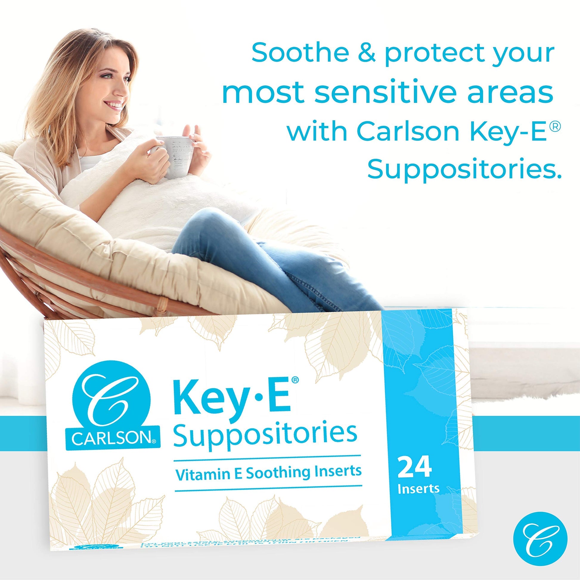Carlson Labs Key-E Suppositories Vitamin E Soothing Inserts (2 Packages of 24 Inserts, 48Count) Carlson uk supplements