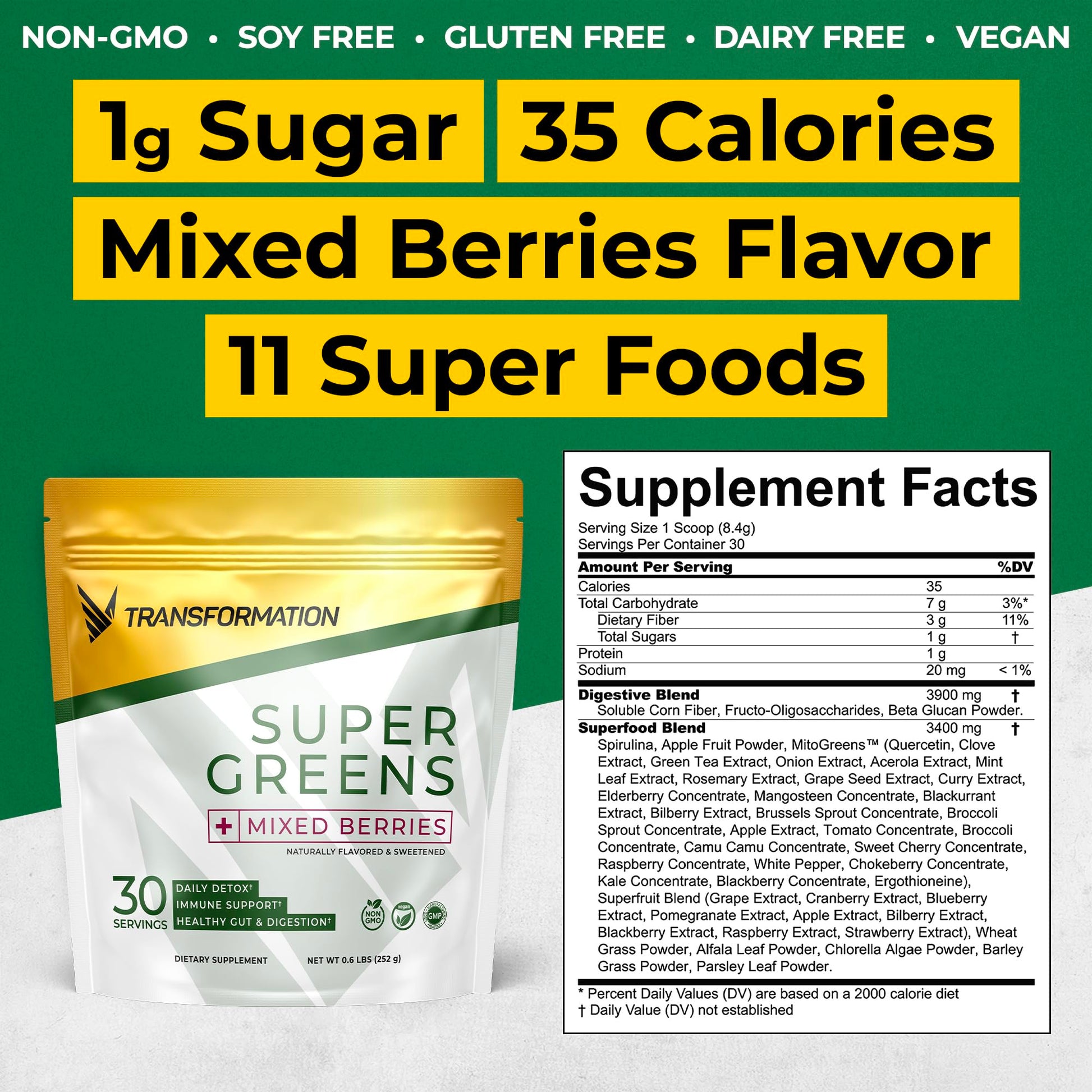Transformation Super Greens Superfood Powder & Performance Insulated Shaker Bottle | Immune & Energy Support | Made with Natural Ingredients | Detoxifying & Alkalizing Minerals SPR BODY uk supplements