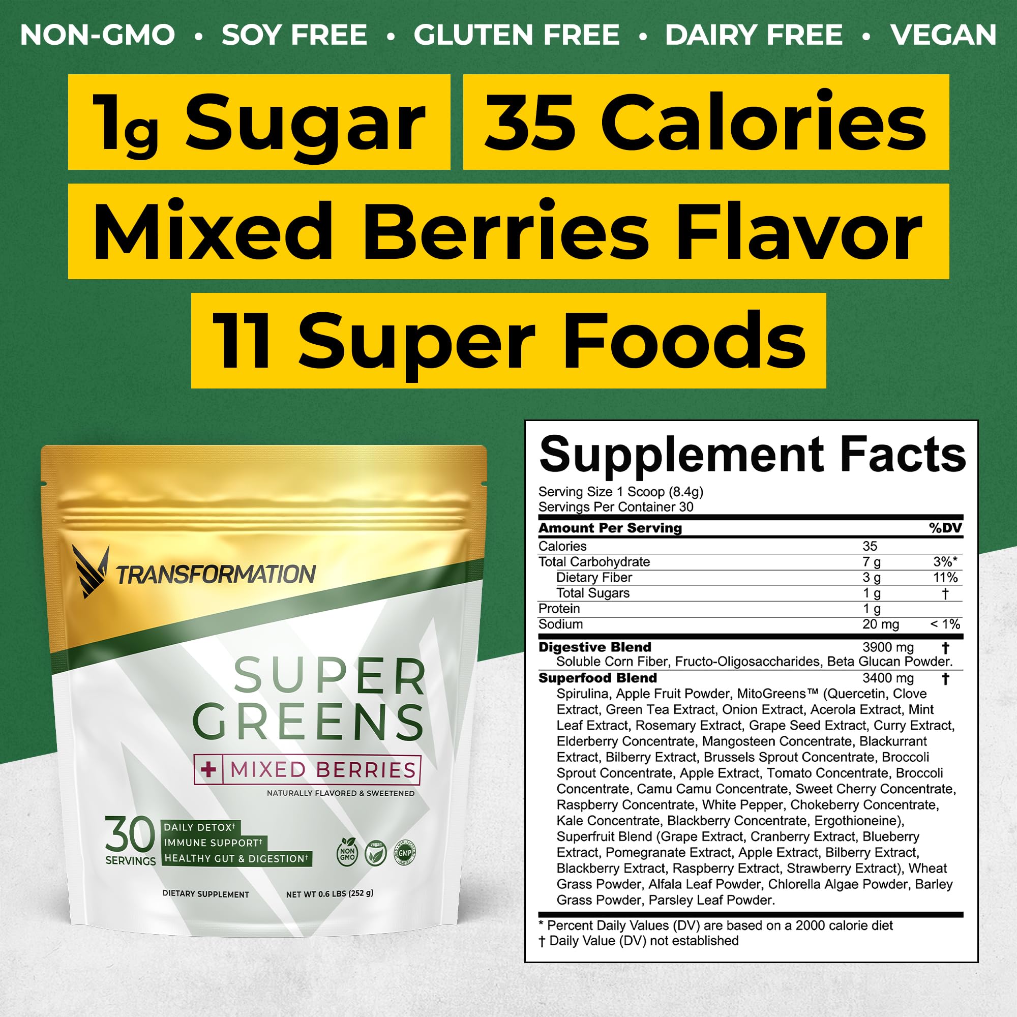 Transformation Super Greens Superfood Powder & Performance Insulated Shaker Bottle | Immune & Energy Support | Made with Natural Ingredients | Detoxifying & Alkalizing Minerals SPR BODY uk supplements