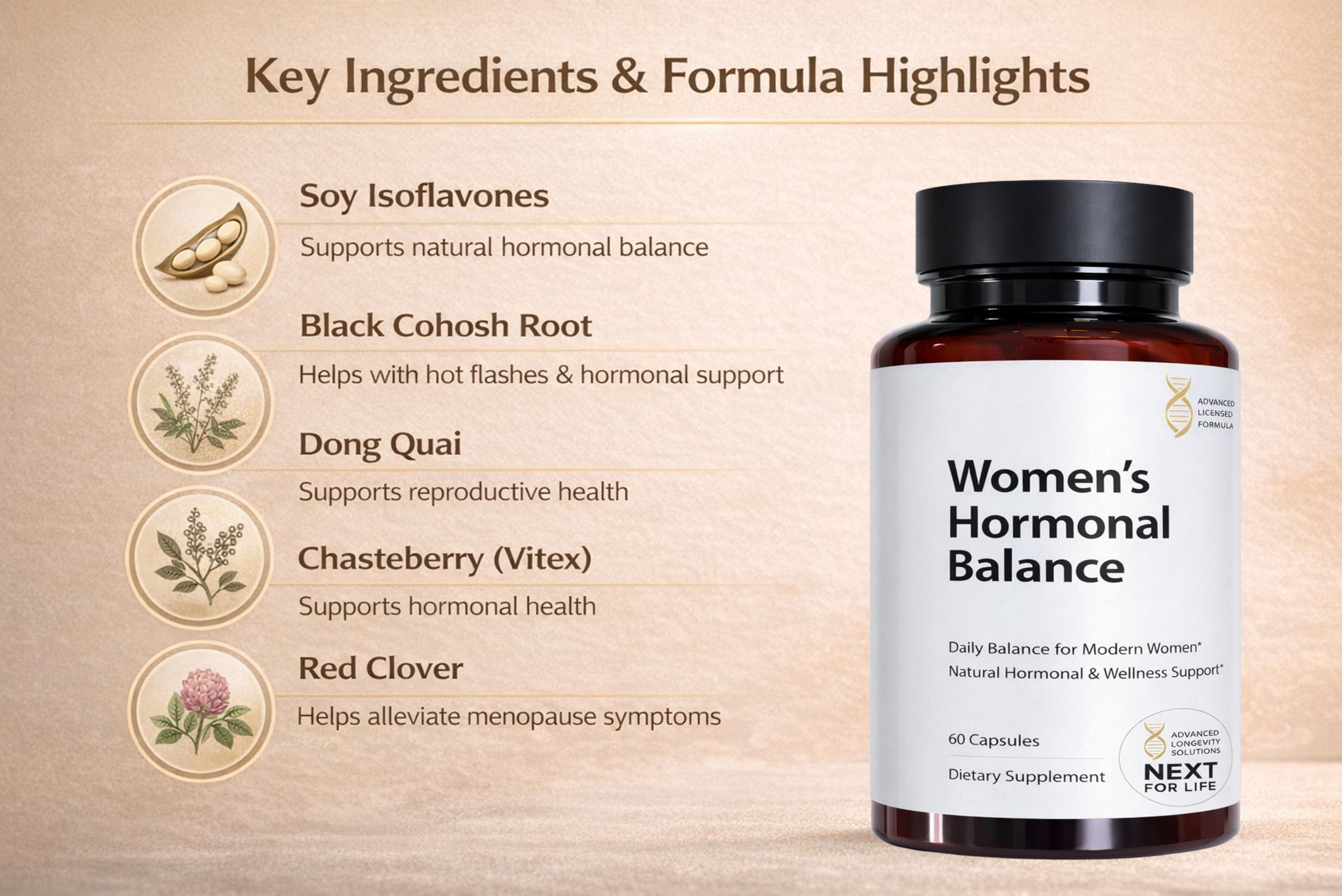 Women’s Hormonal Balance Supplement – Menopause & PMS Support – Mood, Energy & Cycle Regulation – Botanical Formula – 60 Capsules Next For Life uk supplements