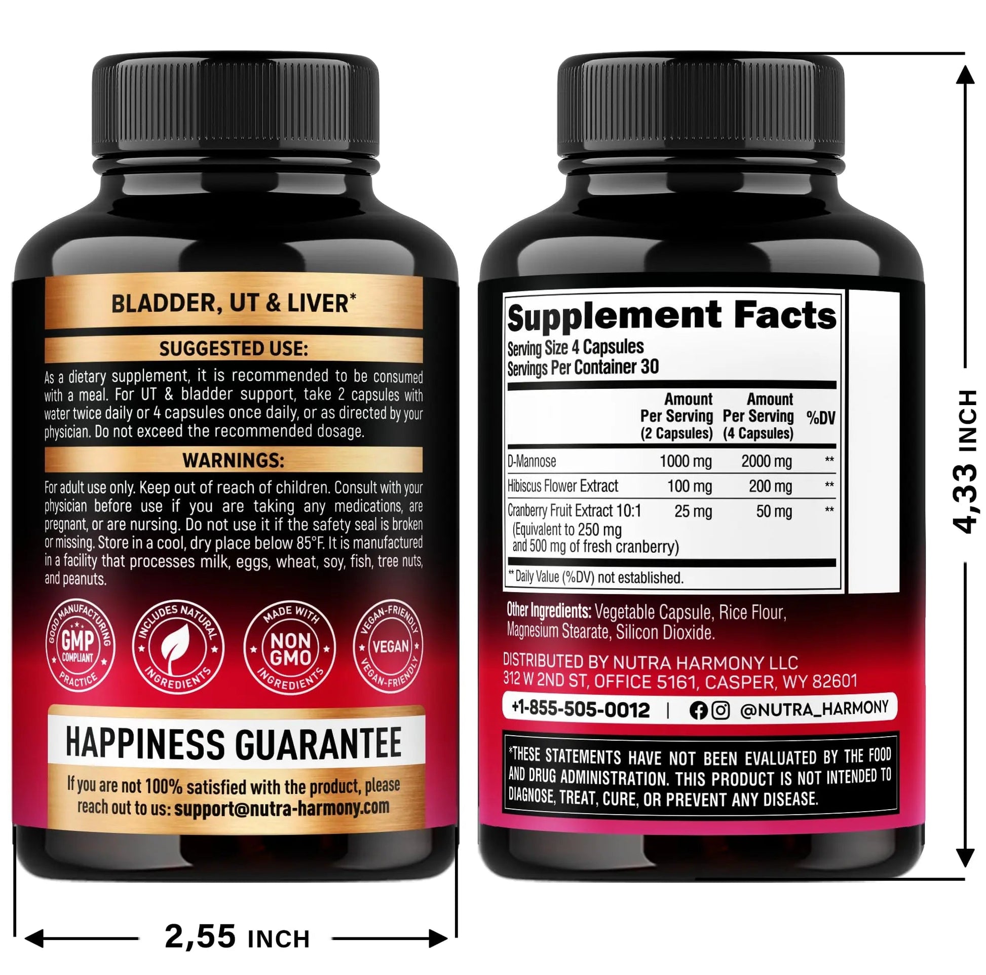 NUTRAHARMONY D-Mannose with Cranberry & Menopause Capsules NUTRAHARMONY uk supplements