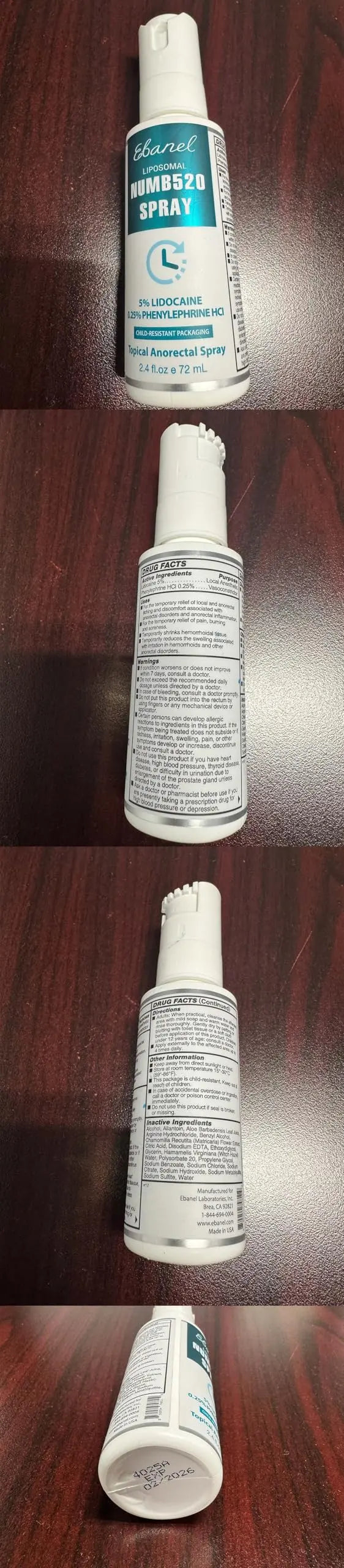Ebanel 5% Lidocaine Spray Pain Relief Numb520 Burn Itch Relief Numbing Spray for Skin, Topical Anesthetic Postpartum Hemorrhoid Treatment with Phenylephrine for Local and Anorectal Uses EBANEL LABORATORIES uk supplements