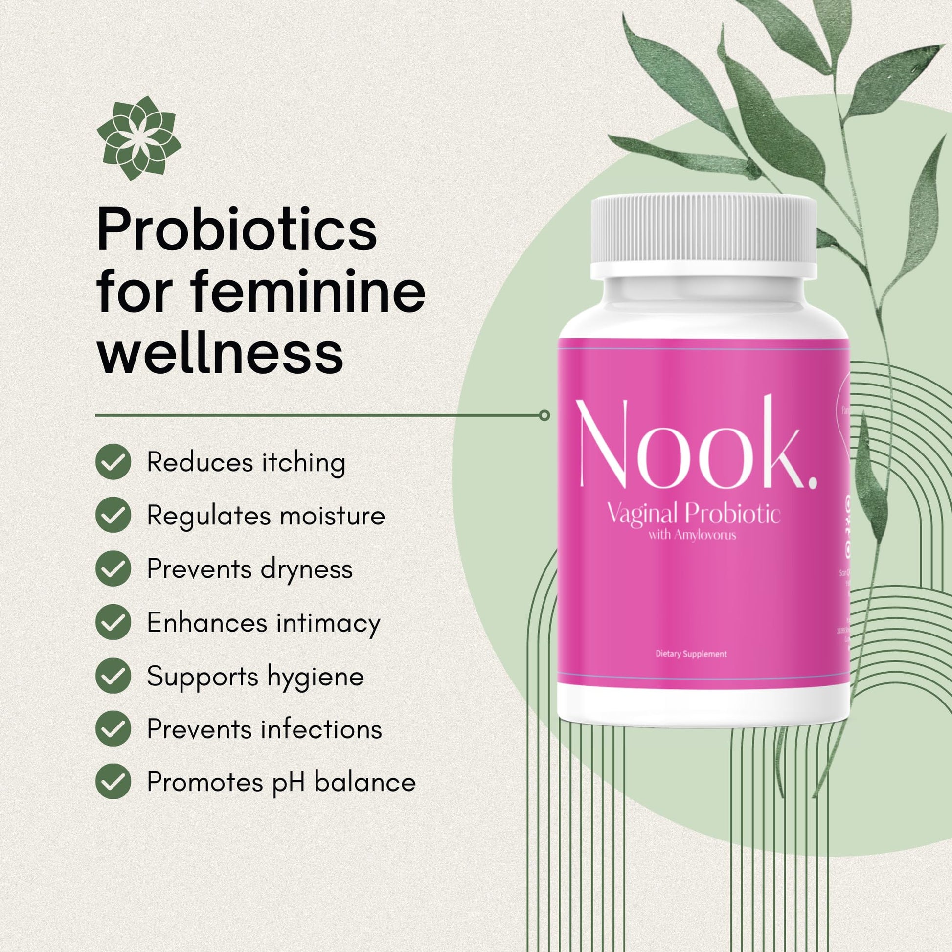 Nook Vaginal Probiotics for Women - pH Balance & Odor Control Feminine Health Supplements Nook uk supplements