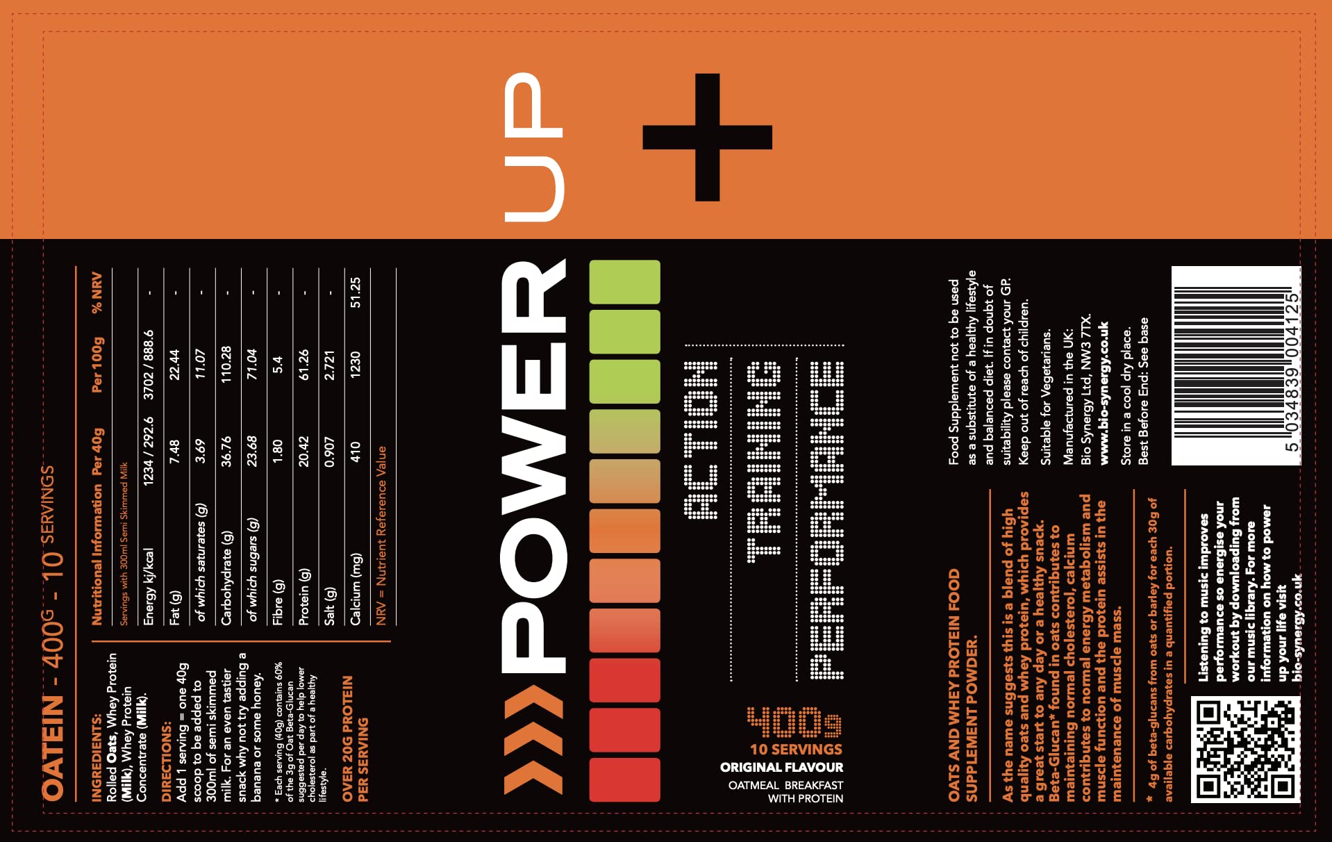 ActiVeman Oatein- 20g Protein per Serving- High in Fibre- Delicious On-The-Go Bio-Synergy uk supplements