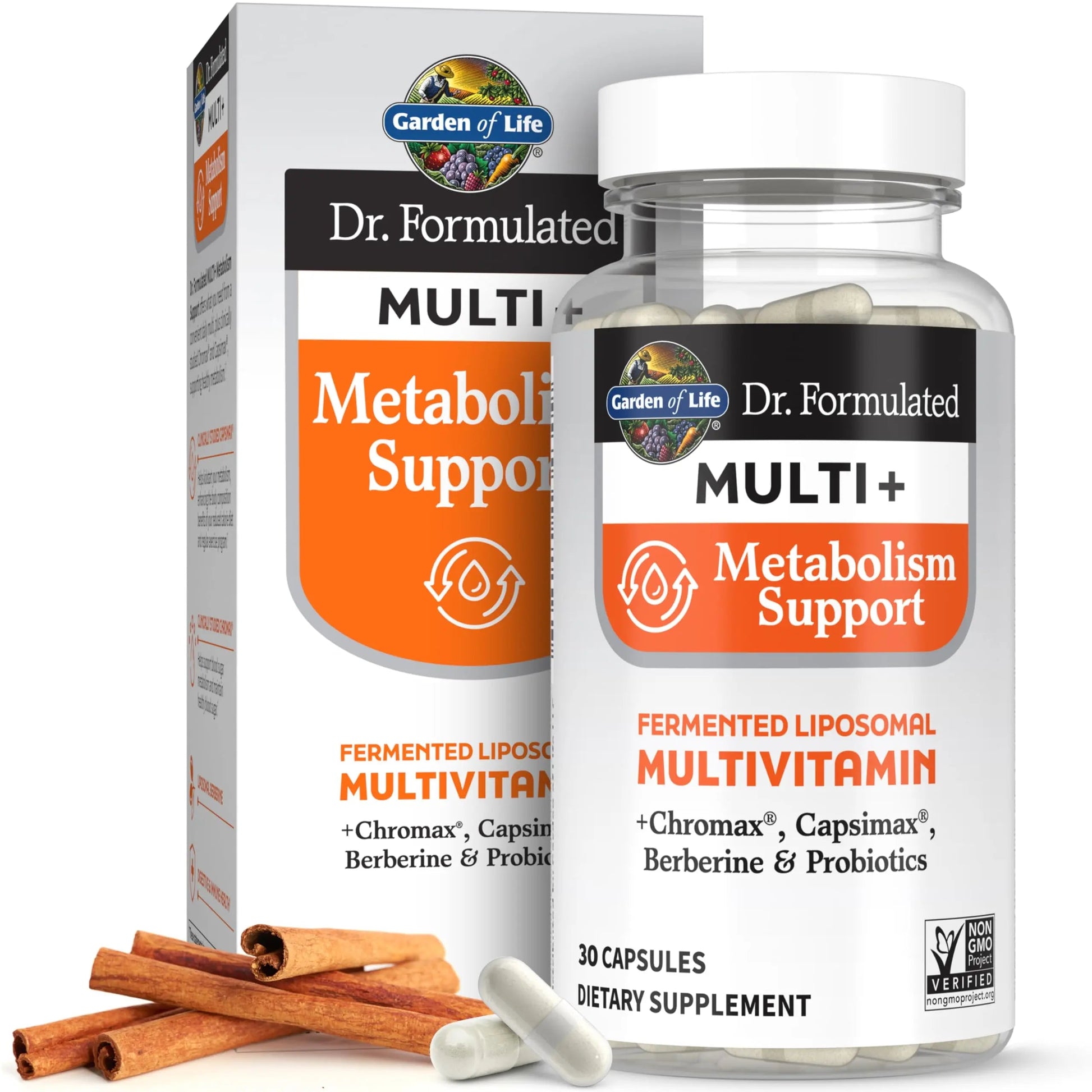 Garden of Life Dr. Formulated Multi+ Metabolism Support - Fermented Liposomal Multivitamin + Chromax, Capsimax, Berberine & Probiotics - 30 Capsules Garden of Life uk supplements