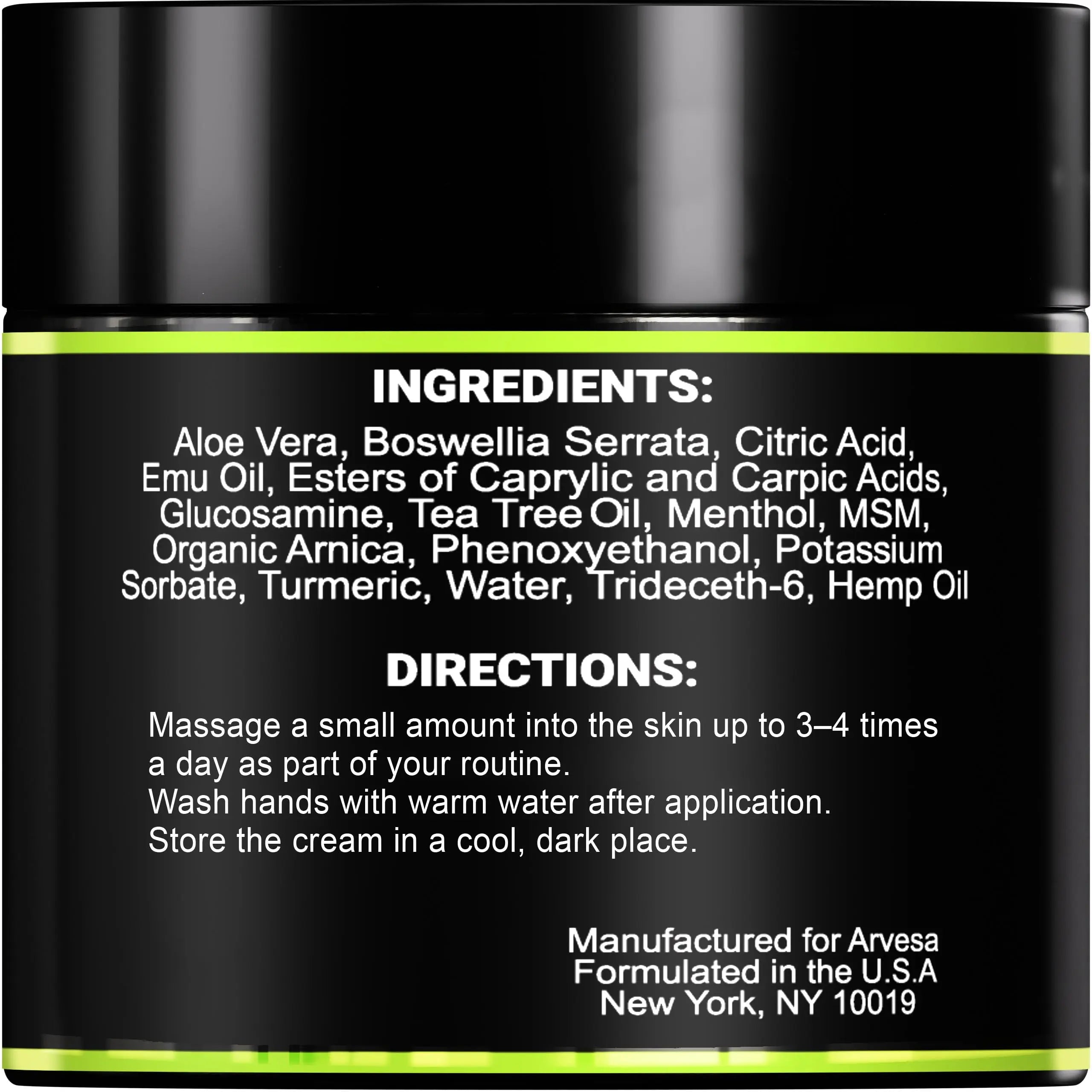 Natural Hemp Cream - Maximum Strength Gel - Hemp Cream with Arnica, MSM, Glucosamine, Menthol, Aloe, Turmeric, Boswellia - Fast Absorption, Non-Greasy, Lightweight - Advanced Formula - 4 oz Arvesa uk supplements